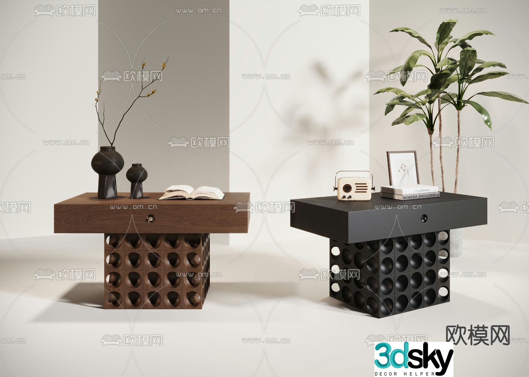 wabi-sabi bedside table 3d model