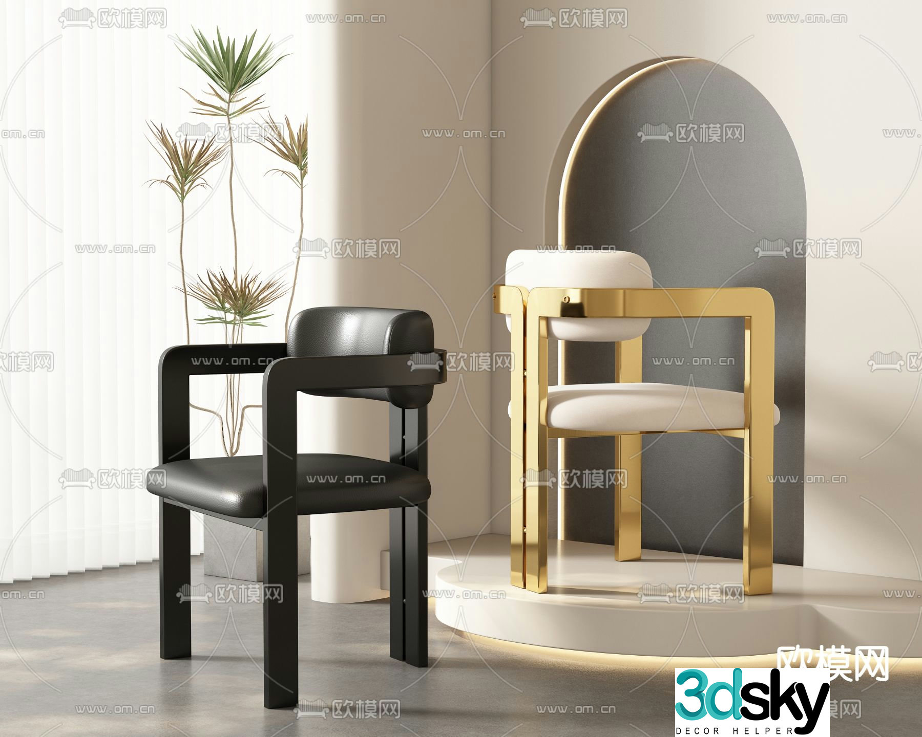 leather chair dining chair 3d model