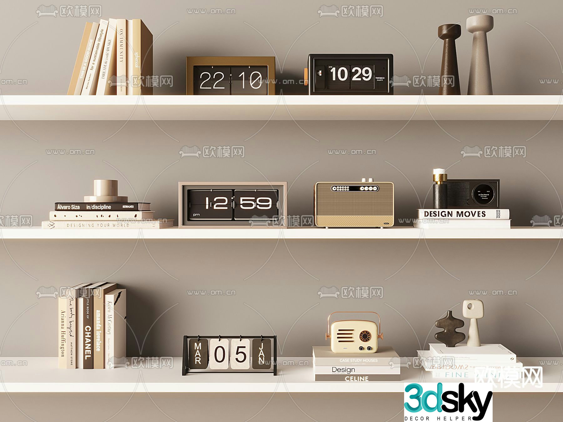 Modern ornaments Ornaments Book Clock 3d Model