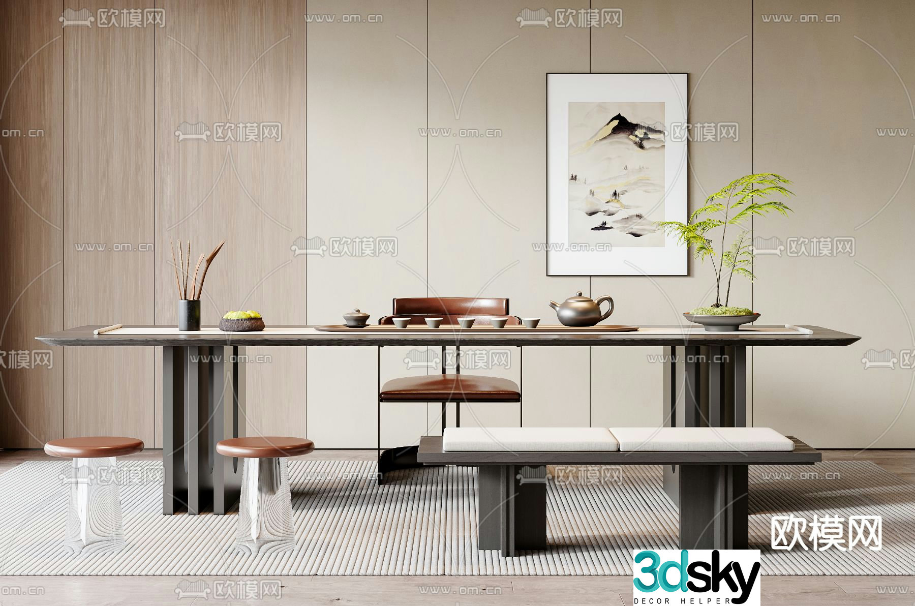 Modern tea table tea table 3d model