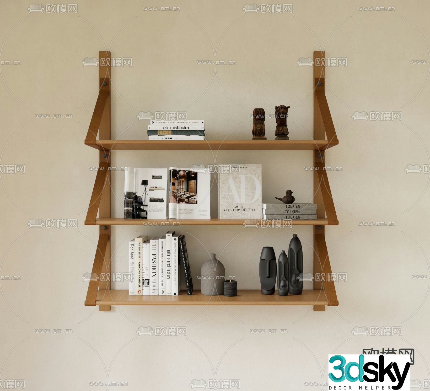 Wall cabinet bookshelf storage rack 3d model
