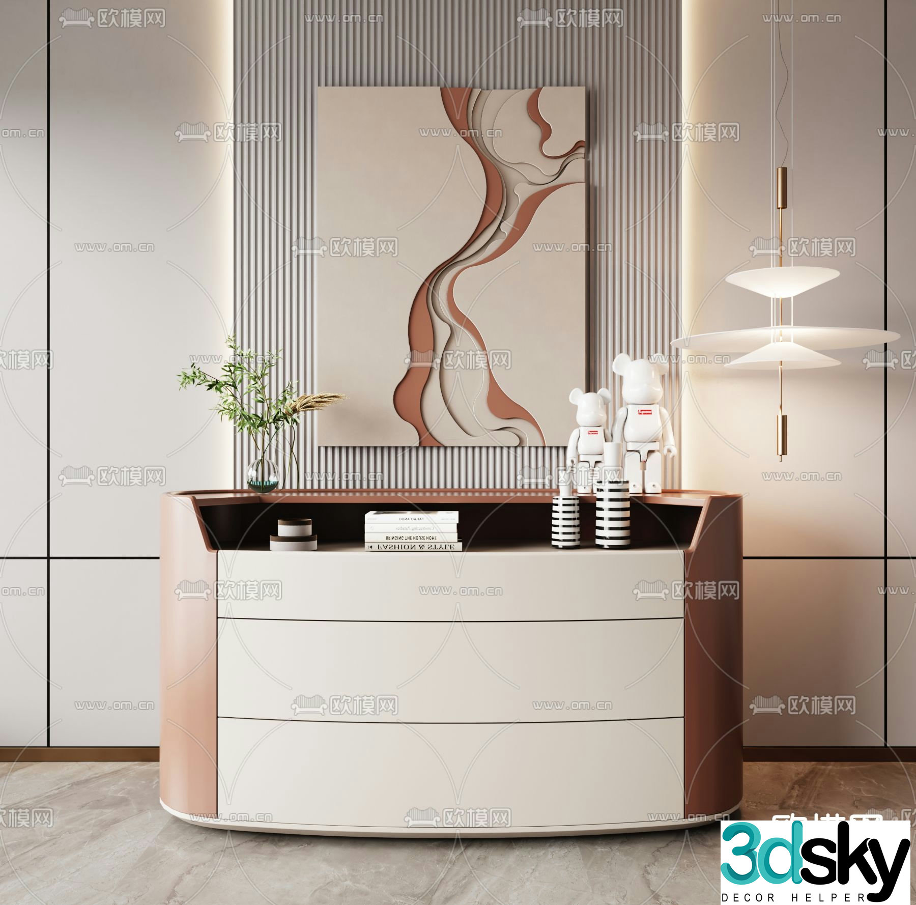 Modern side cabinet entrance cabinet end view cabinet 3D model