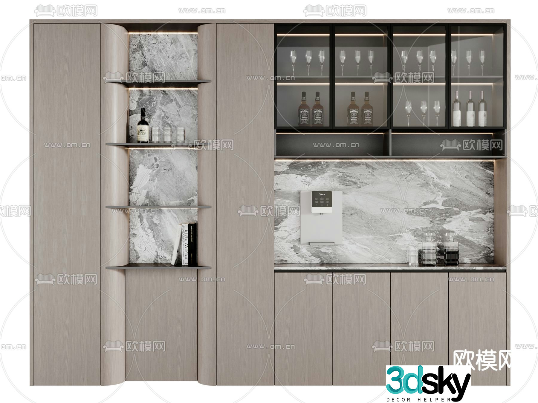 Modern wine cabinet sideboard 3D model