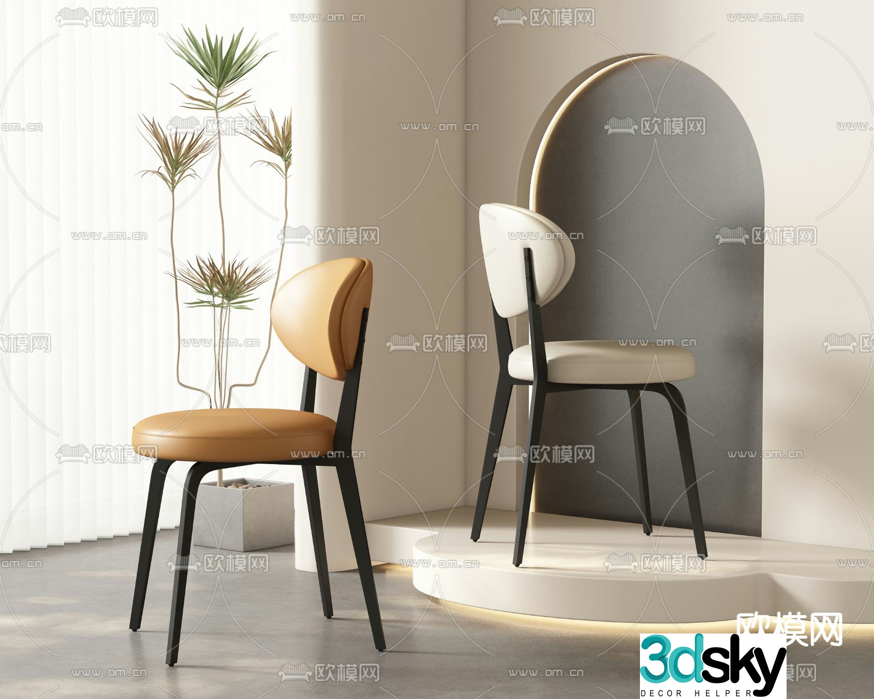 leather chair dining chair 3d model