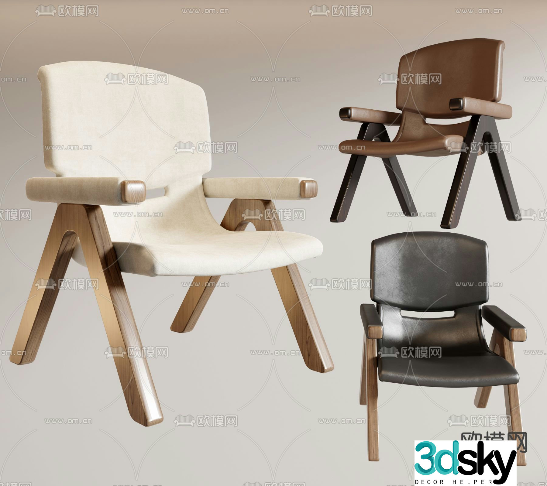 wabi-sabi chair leisure chair armchair 3d model