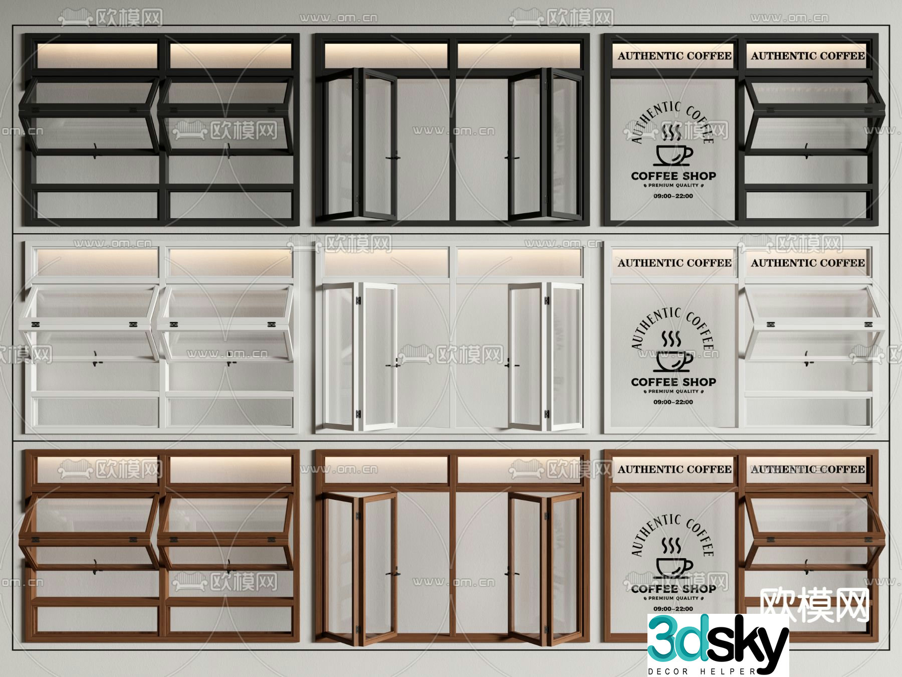 Shop windows upper and lower folding windows Internet celebrity windows 3D model