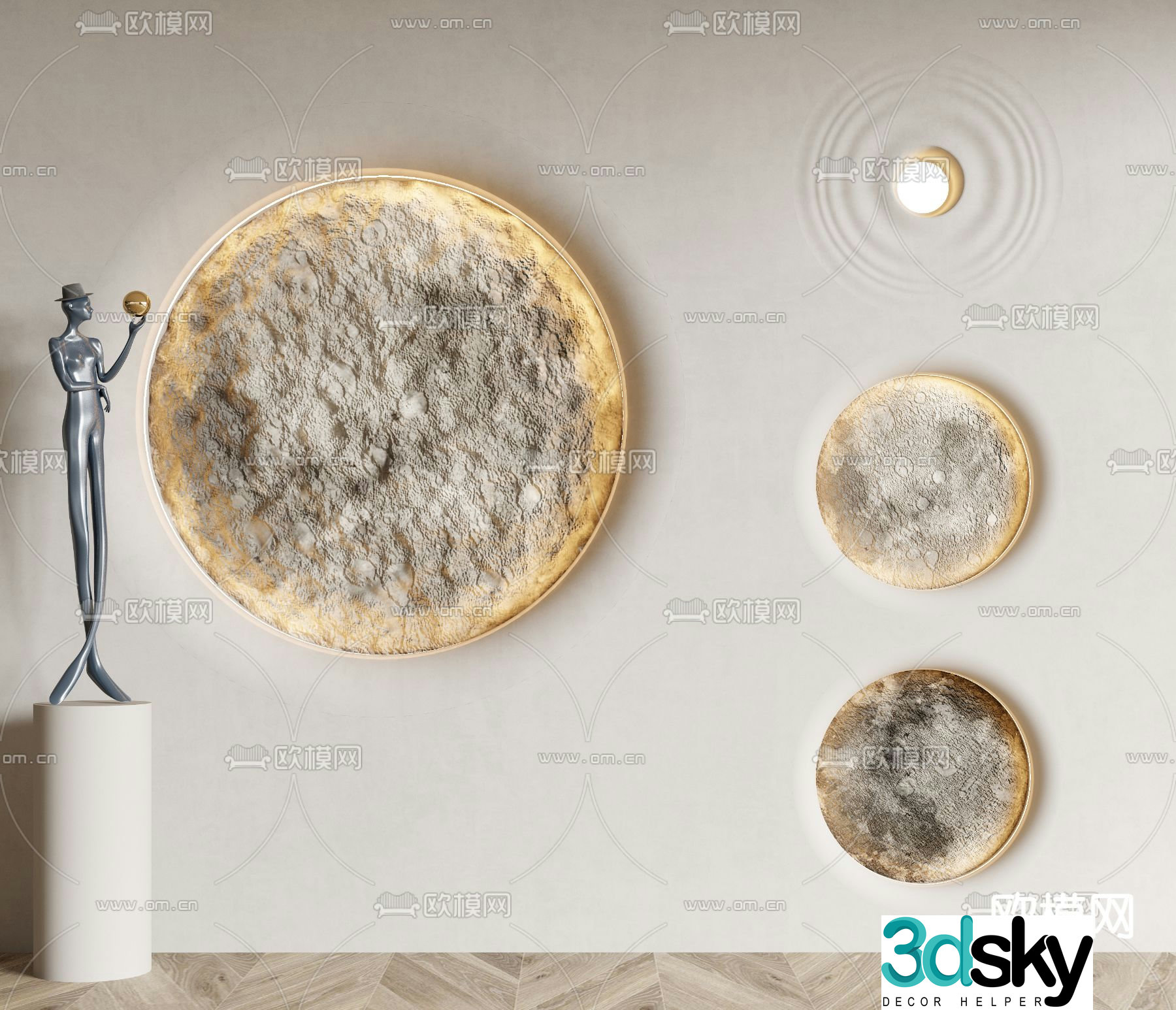 moon wall lamp moon lamp wall lamp 3d model