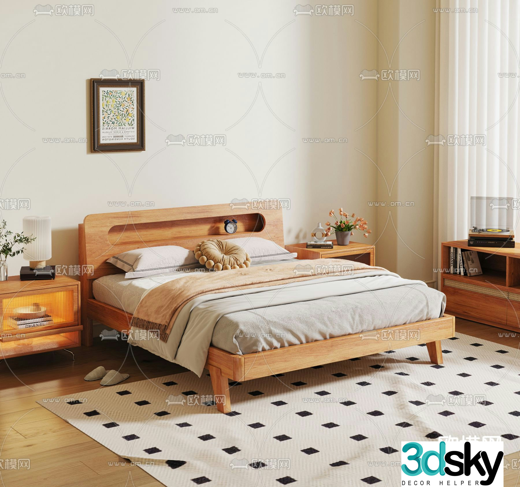Nordic double bed 3d model
