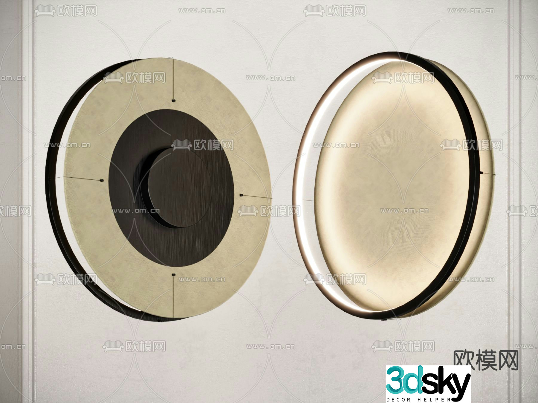 3D model of circular wall lamp