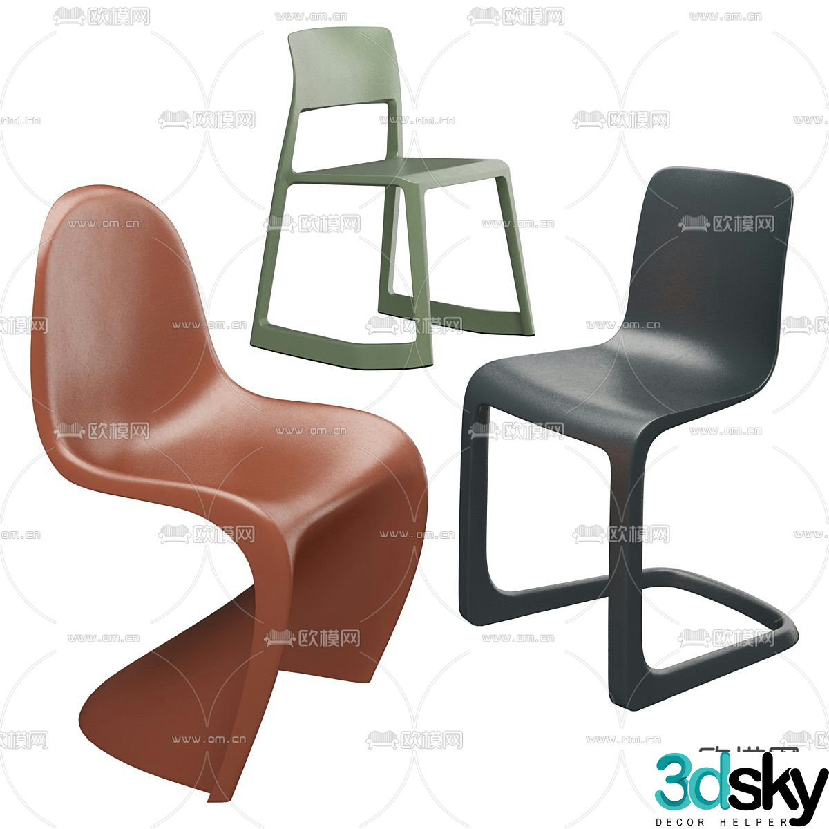 Vitra Grand Chair Lounge Chair 3d model
