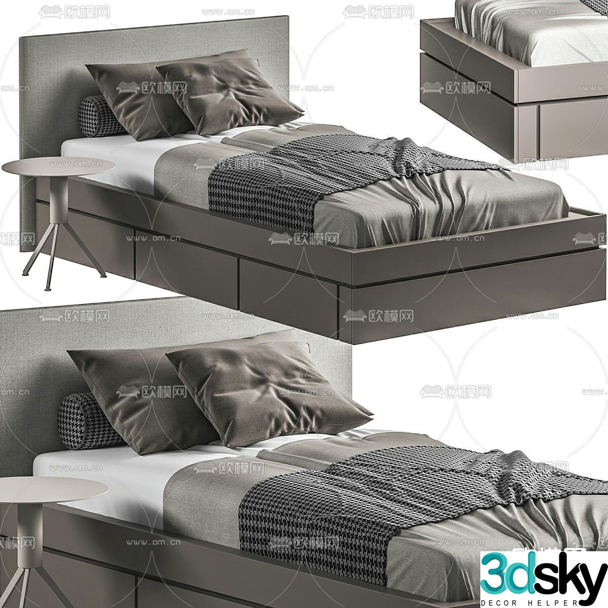 Modern single bed 3d model
