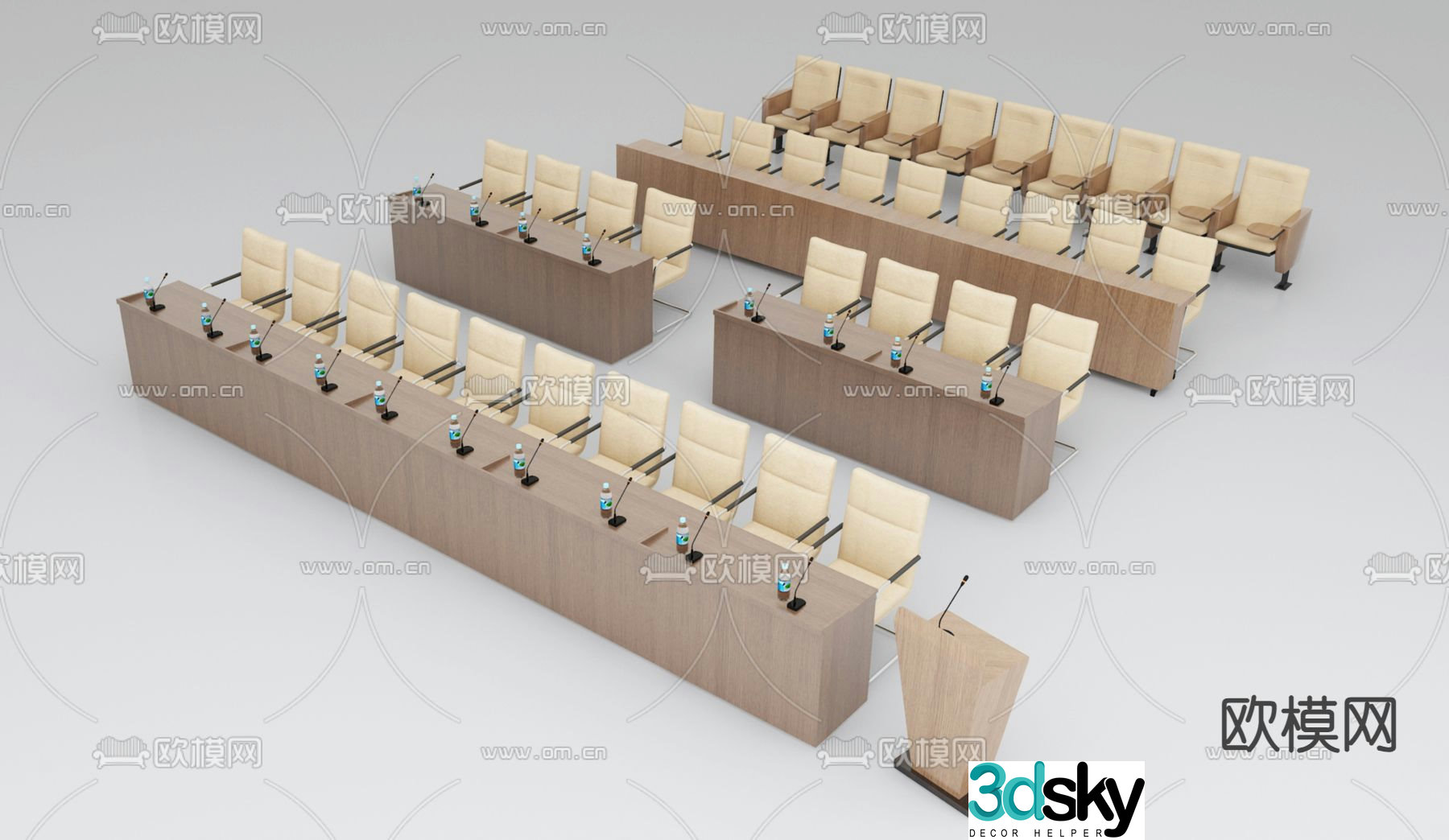 Party building training table podium 3d model