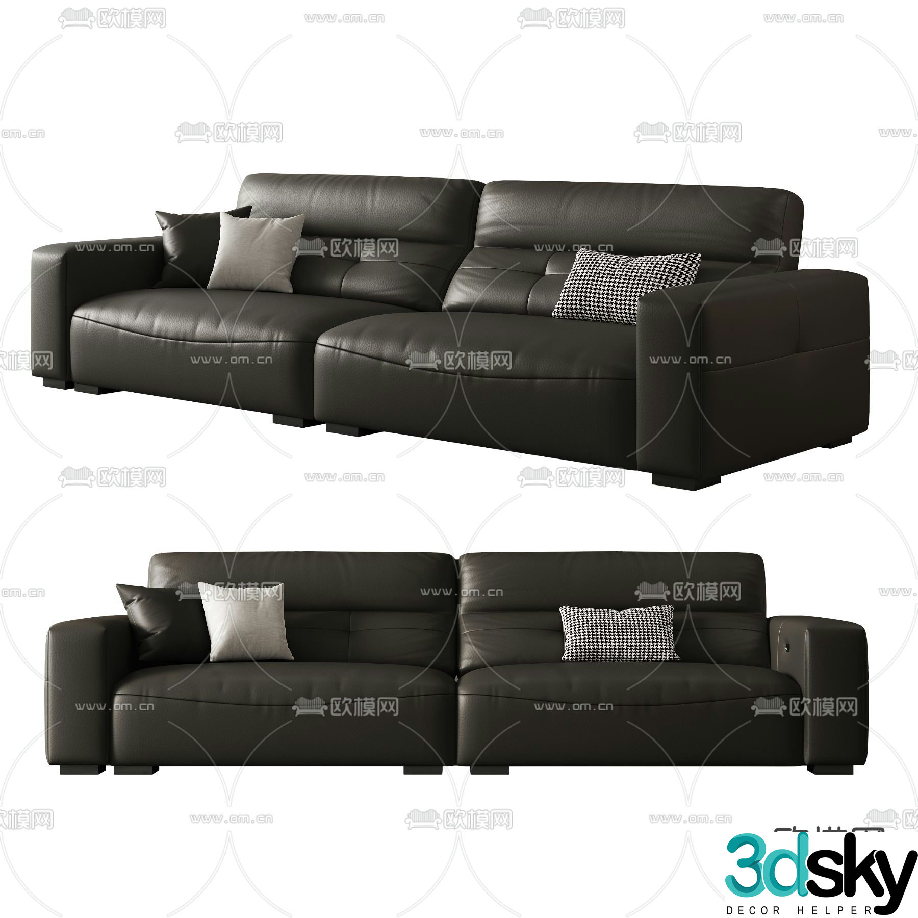 leather sofa loveseat 3d model
