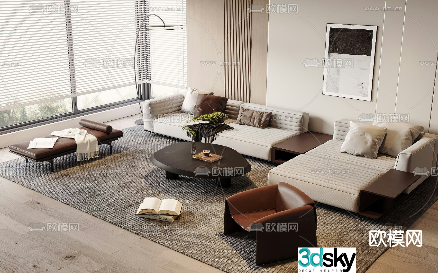 Modern sectional sofa 3d model