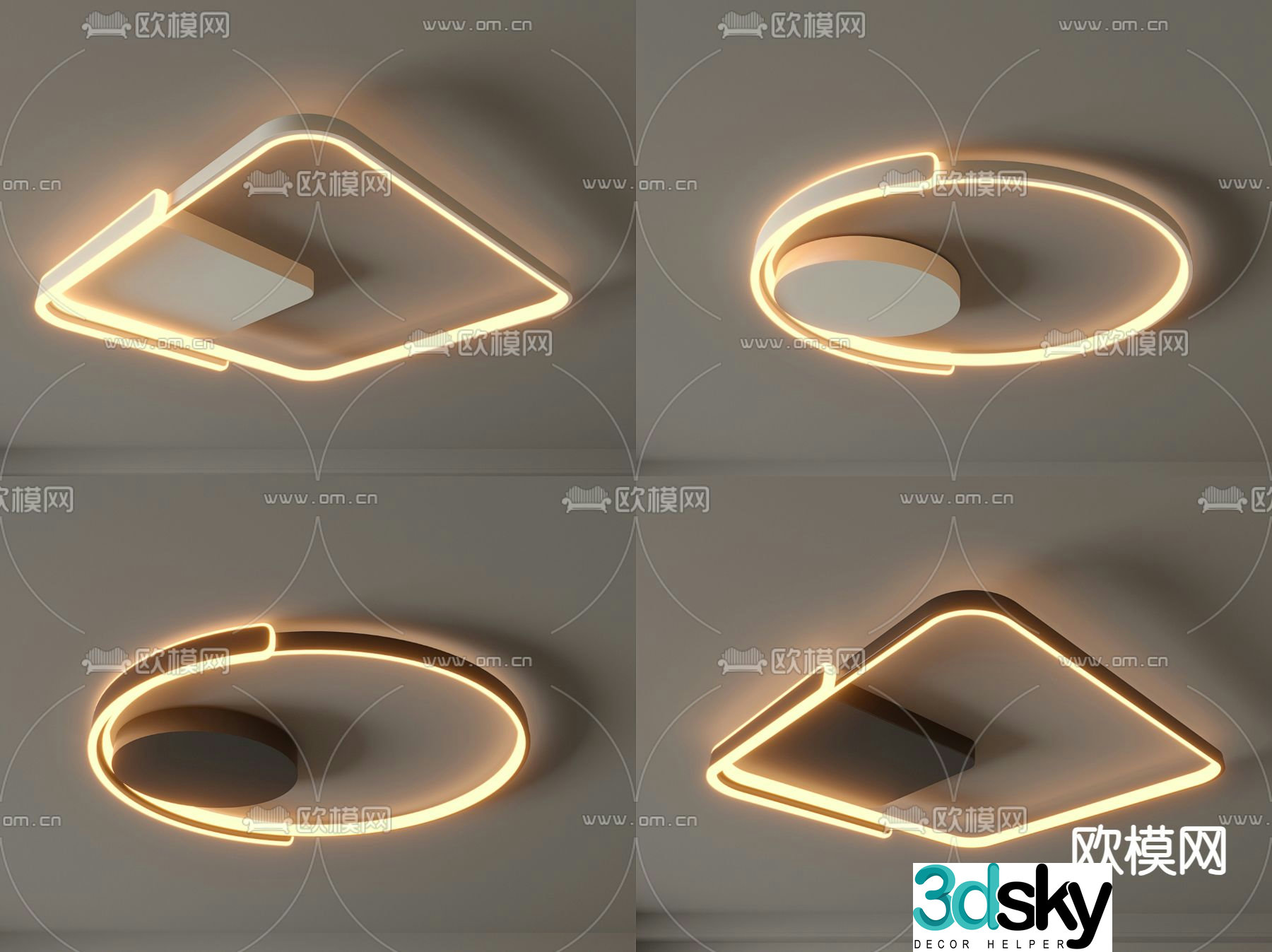 round ceiling lamp square ceiling lamp 3d model