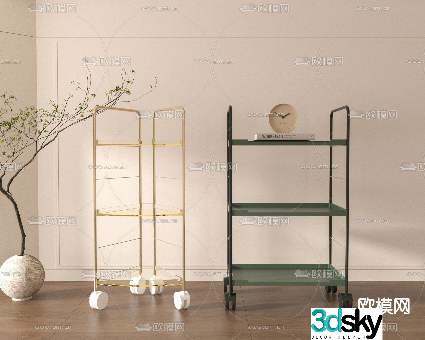 Cart corner table side table 3D model