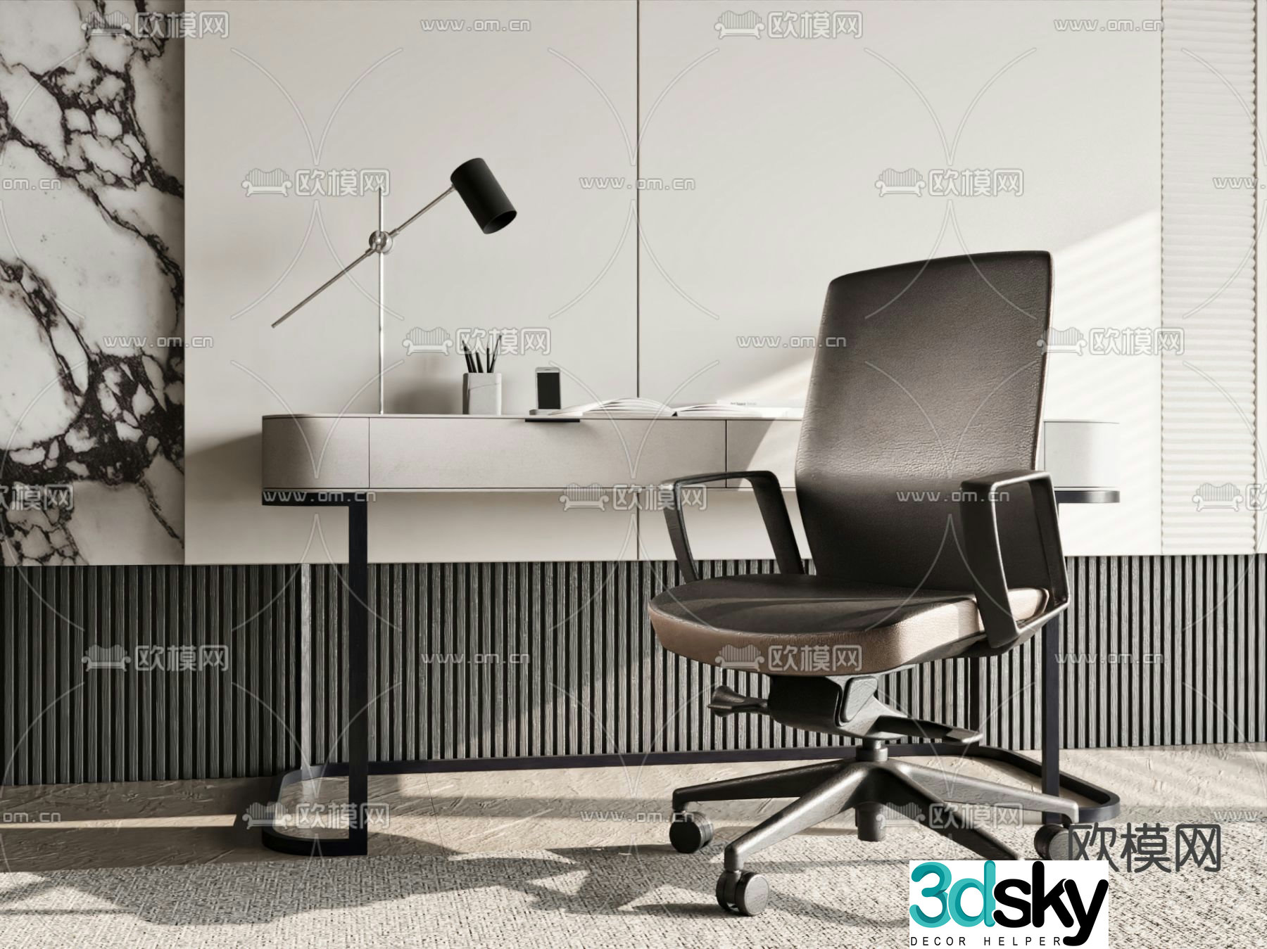 Modern desk study table writing desk 3d model