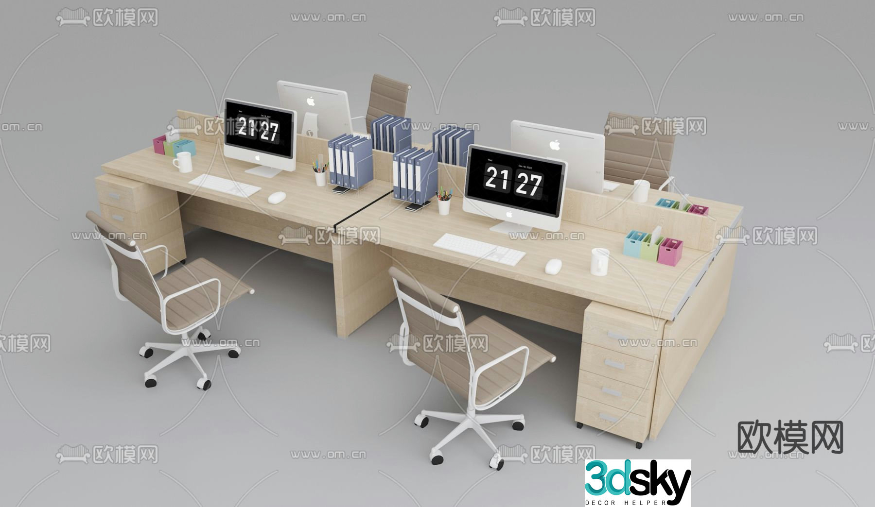Desk post work station card position 3D model
