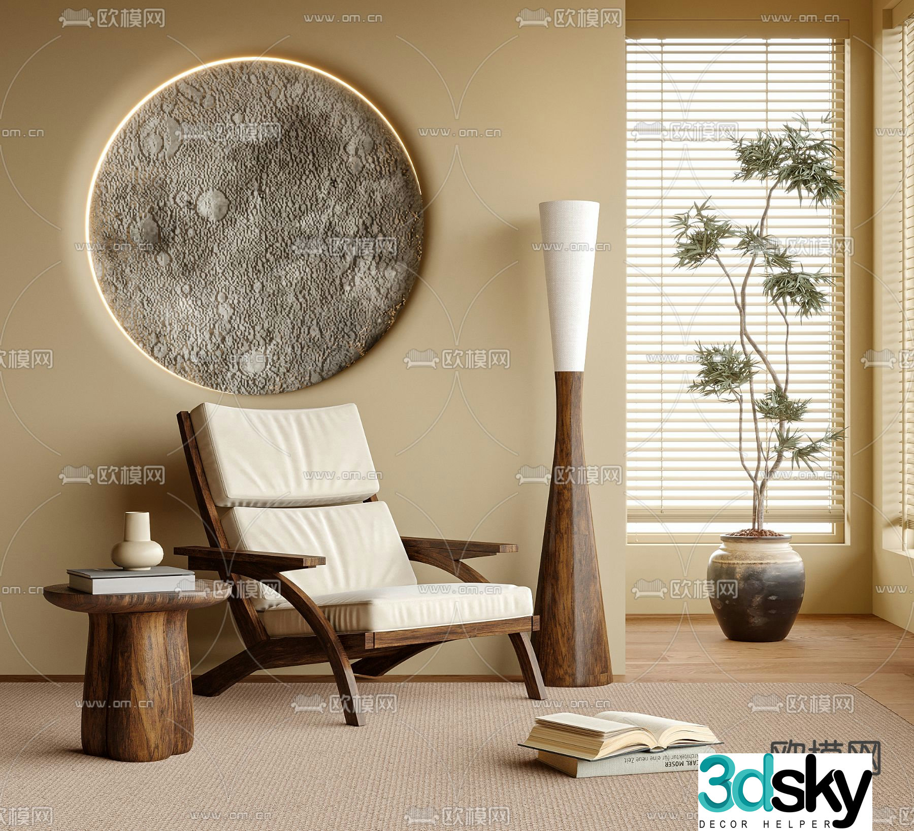 wabi-sabi chair armchair leisure chair 3d model