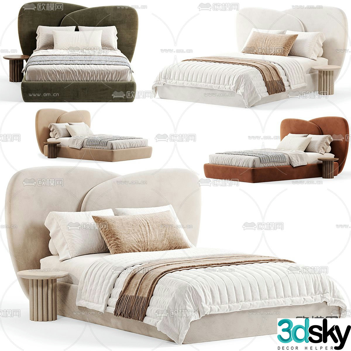 Modern double bed 3d model