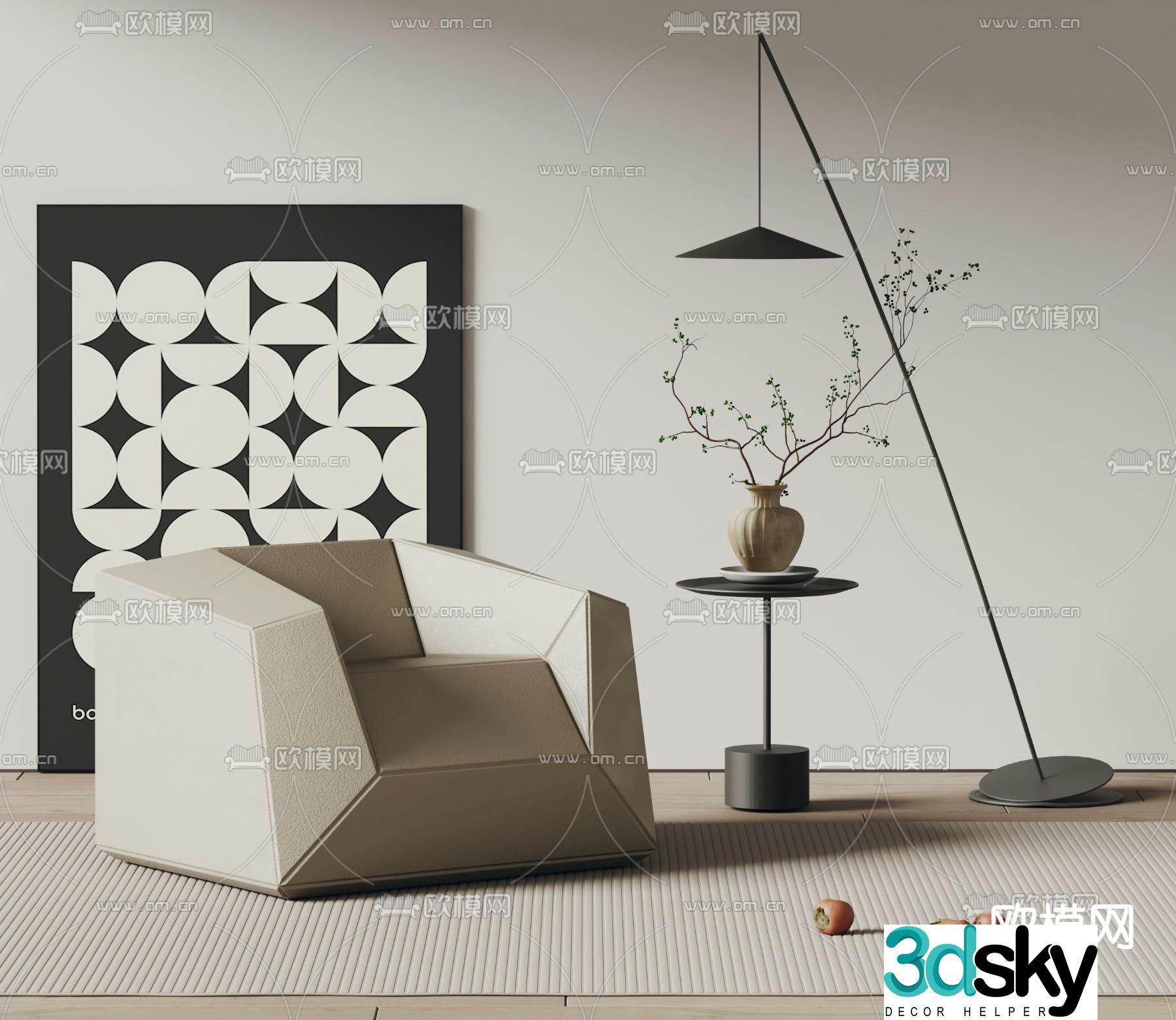Fauteuil single sofa leisure sofa 3d model