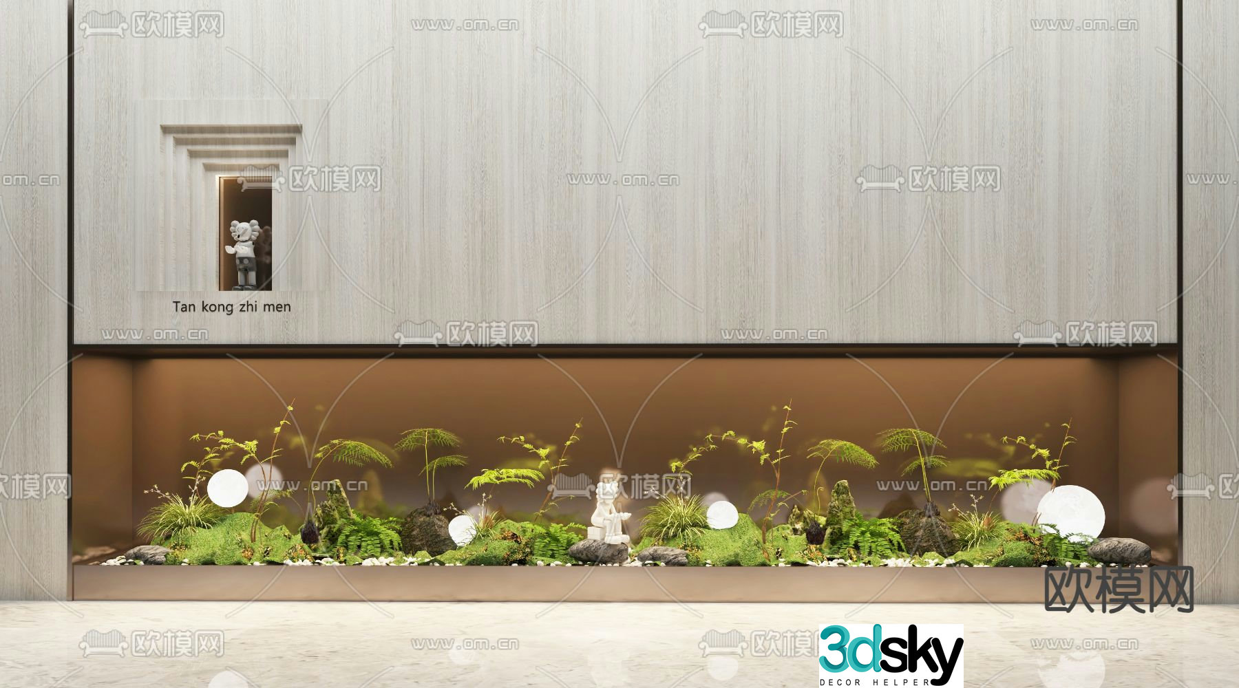 Indoor landscaping plant pile micro terrain 3d model