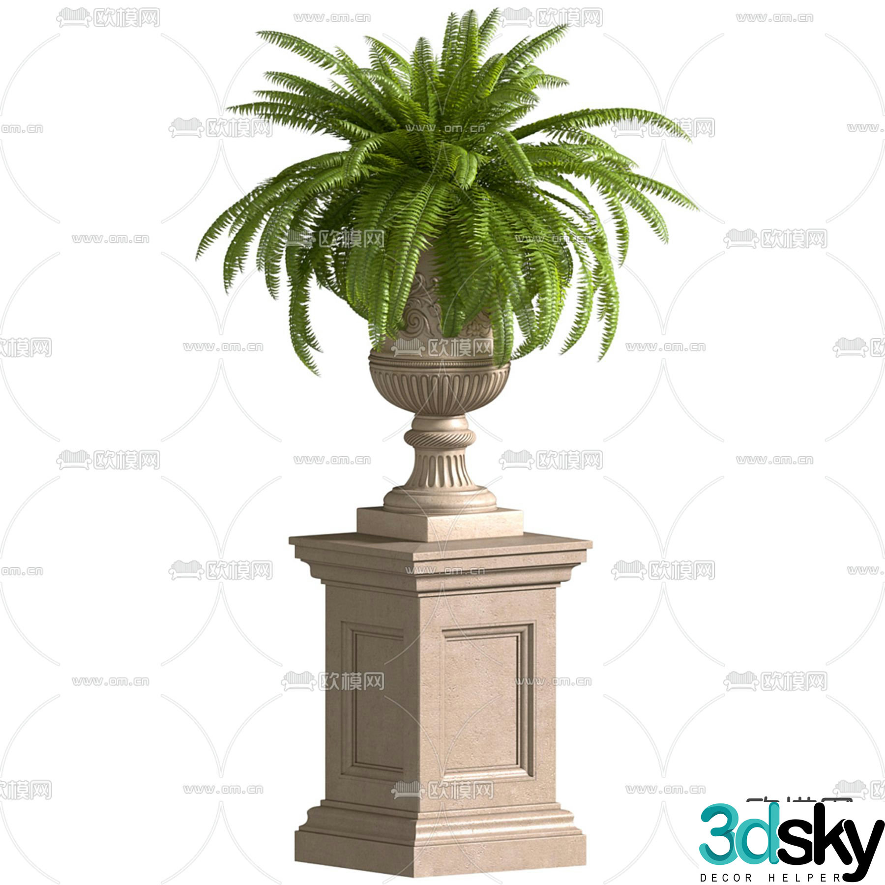 Flower bowl Flower bed Boston fern 3d model