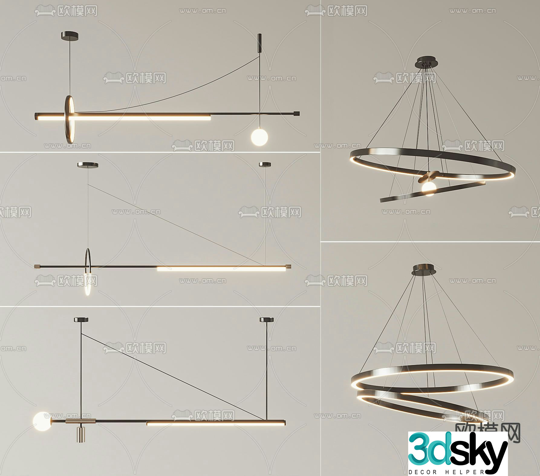 Long chandelier hall chandelier 3d model