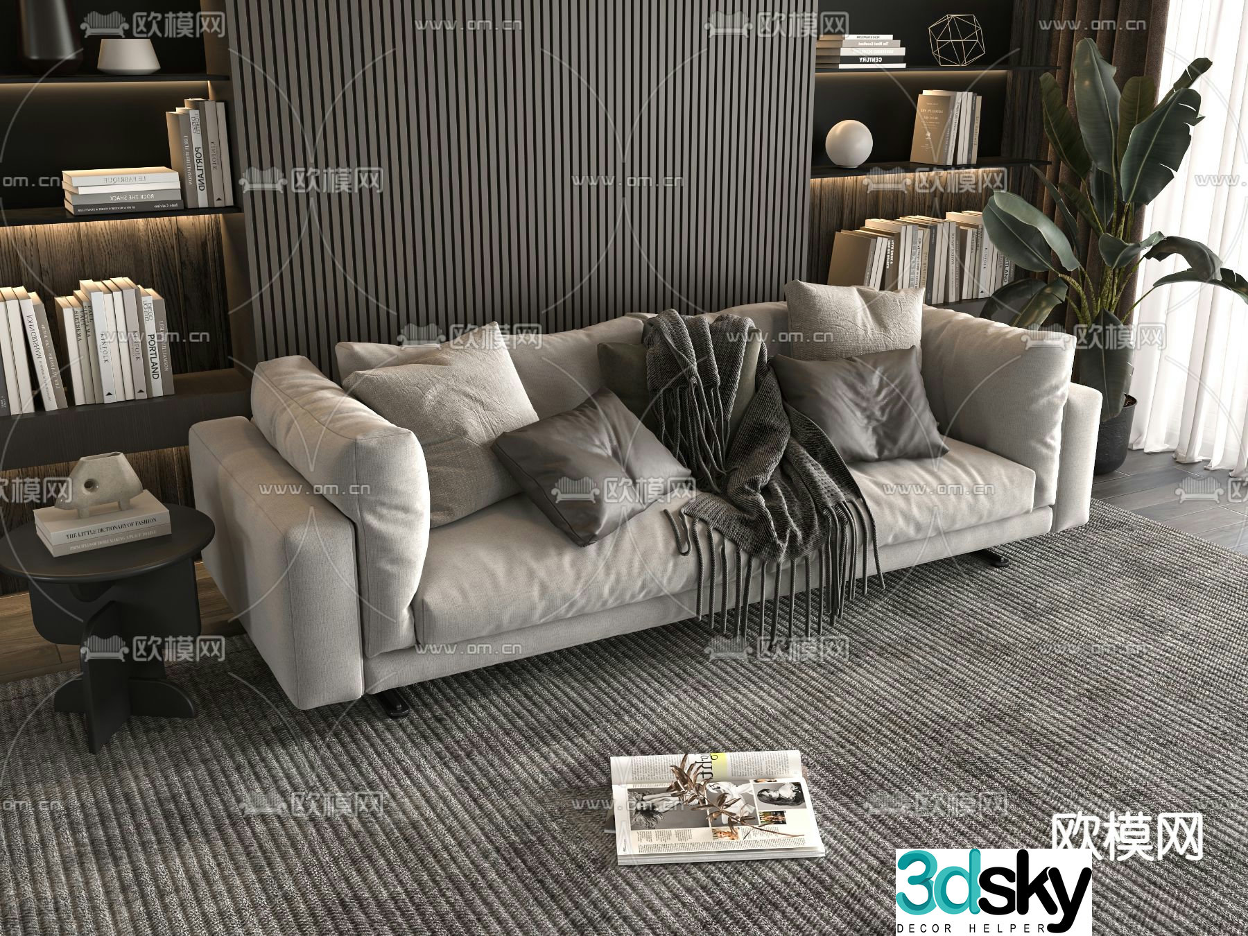 Double sofa upholstered sofa 3d model