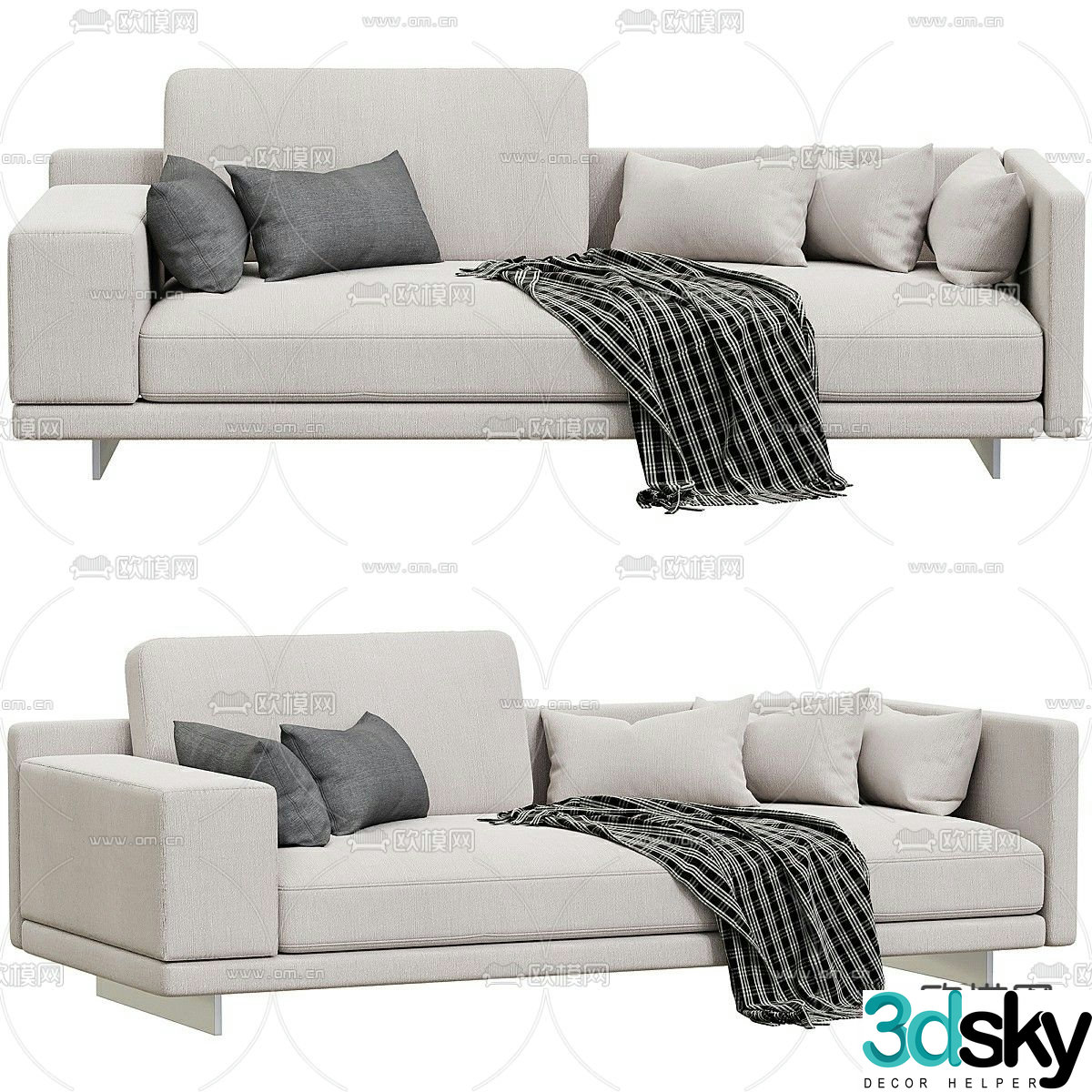 Double sofa upholstered sofa 3d model