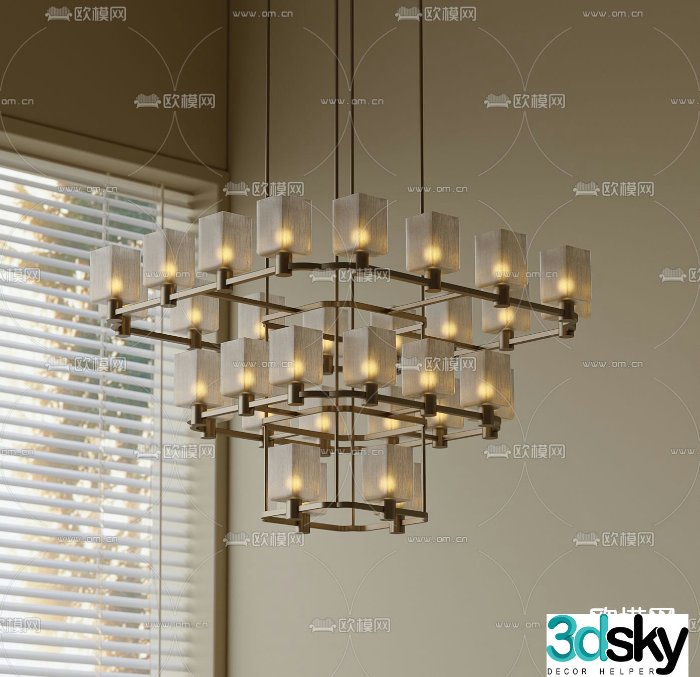 New Chinese style chandelier matrix chandelier 3d model