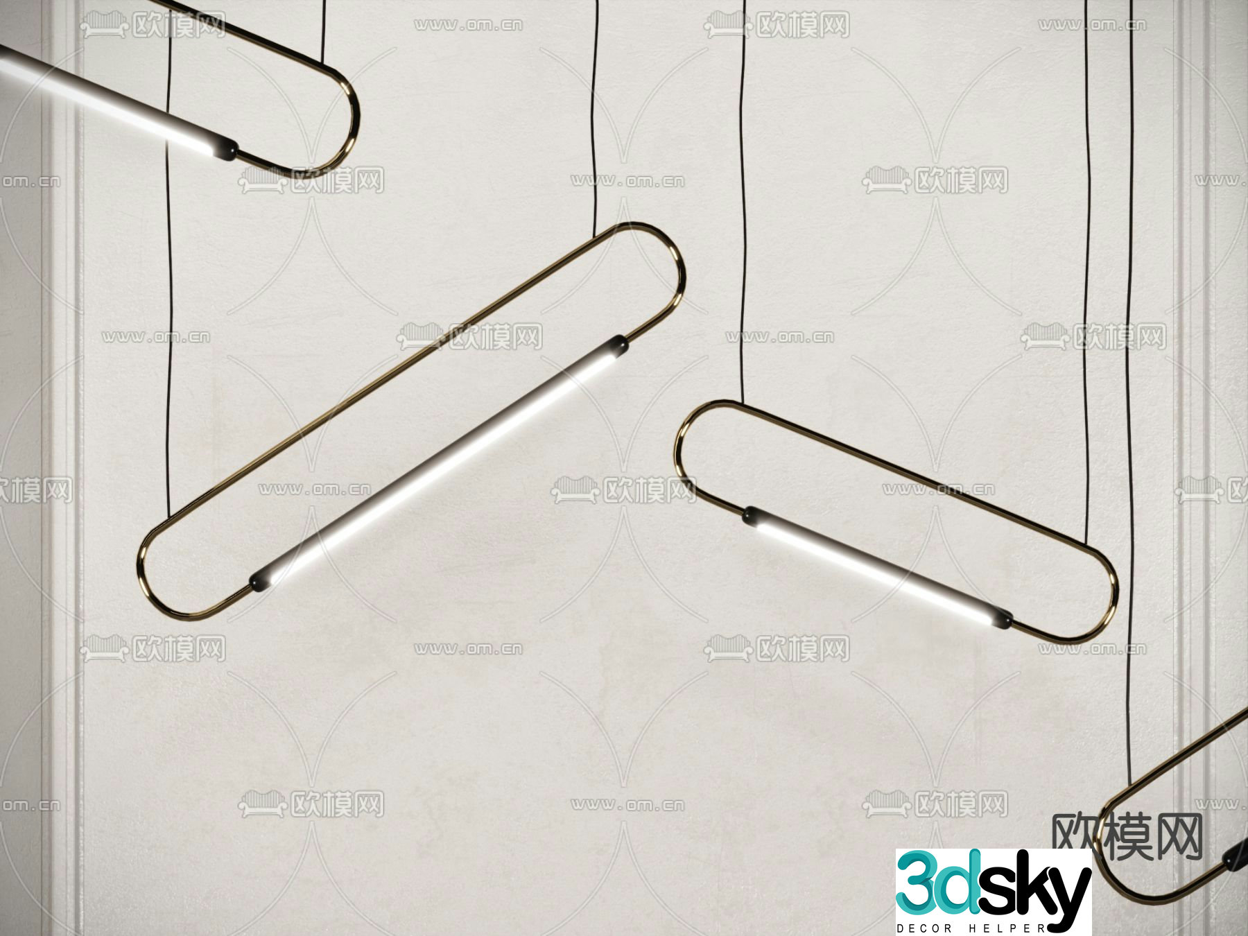 Light luxury chandelier curved needle chandelier 3d model
