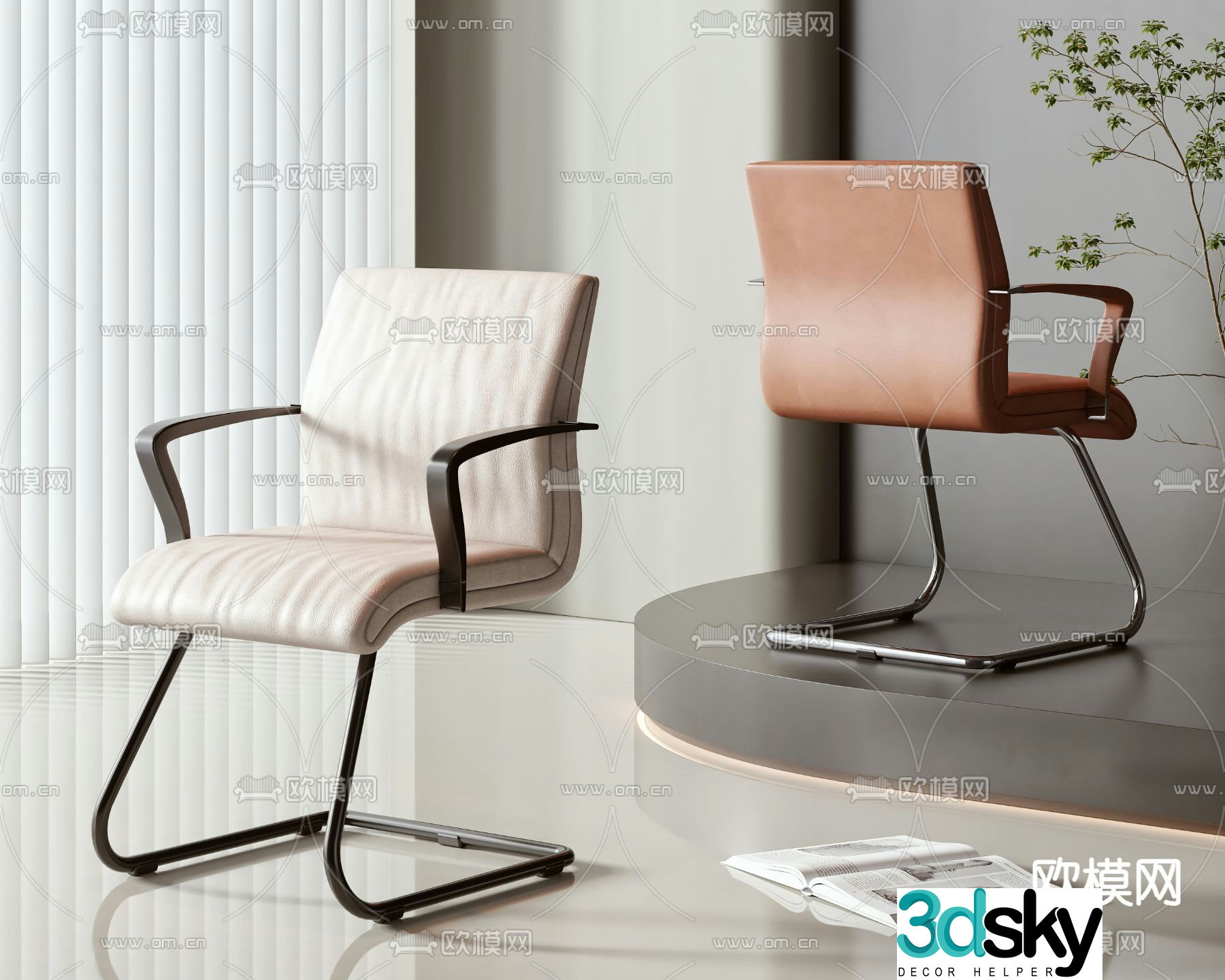 leather chair dining chair 3d model