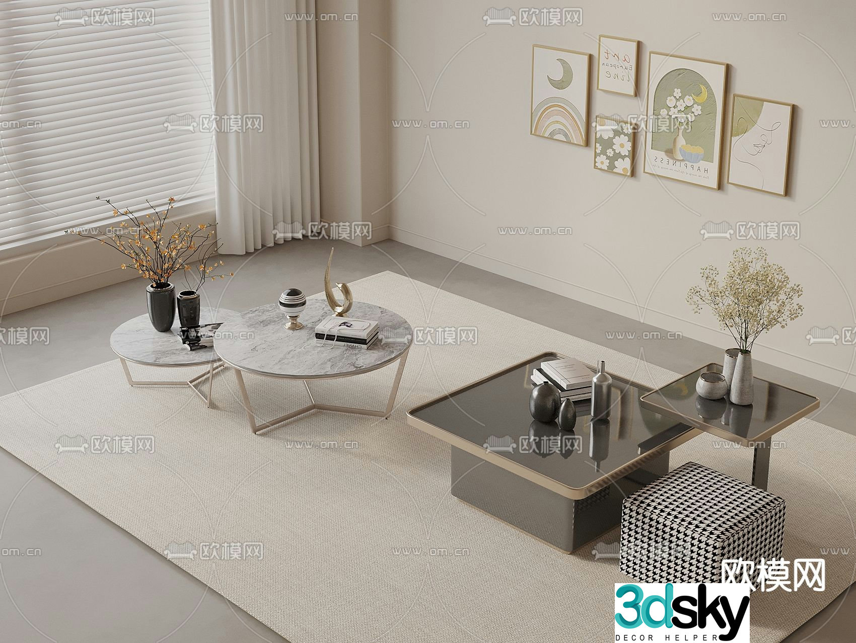 Mother and son coffee table marble coffee table 3d model