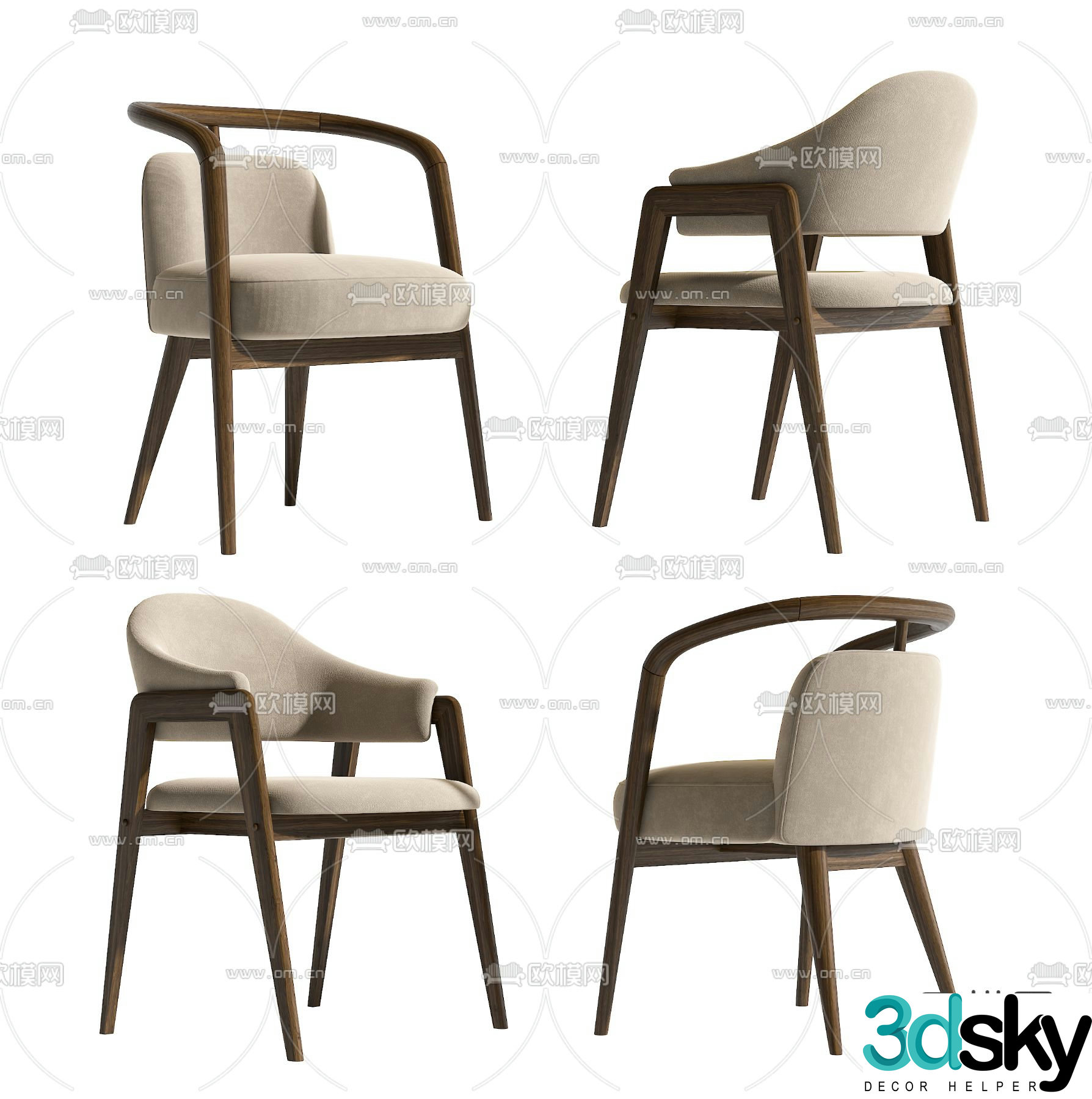 Wabi-sabi chair dining chair 3d model