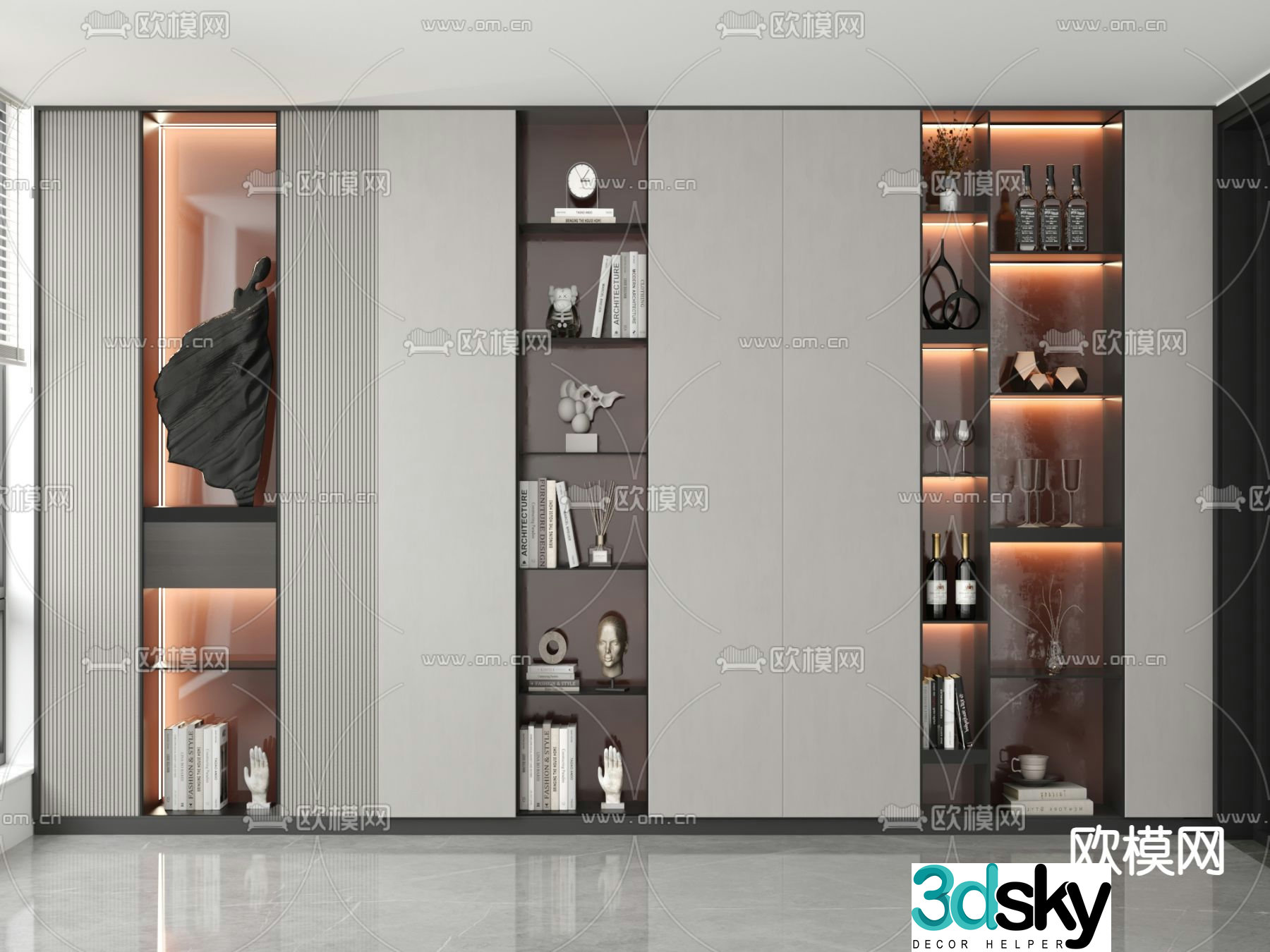 Modern decorative cabinet wine cabinet 3d model
