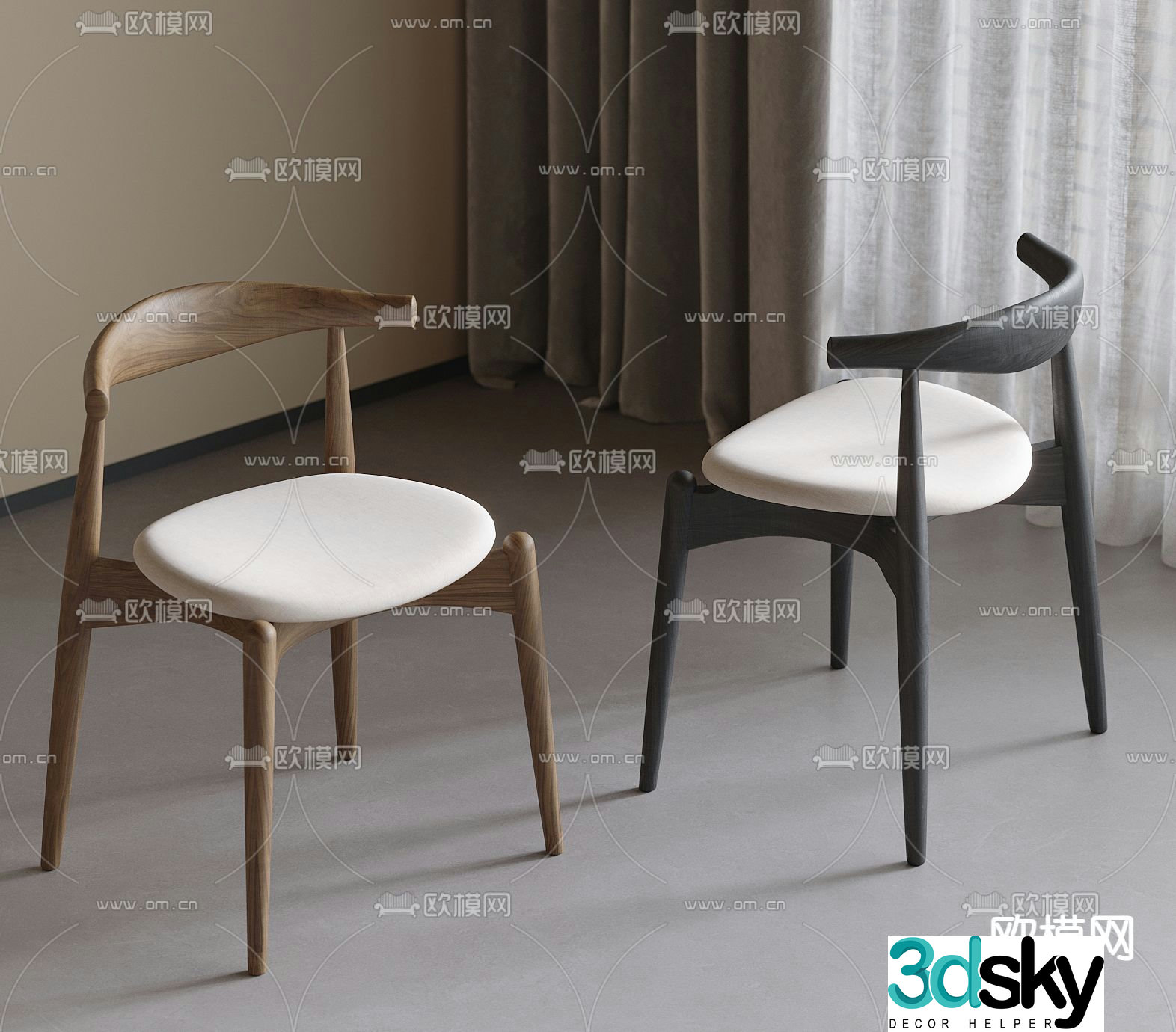 Modern chair dining chair 3d model