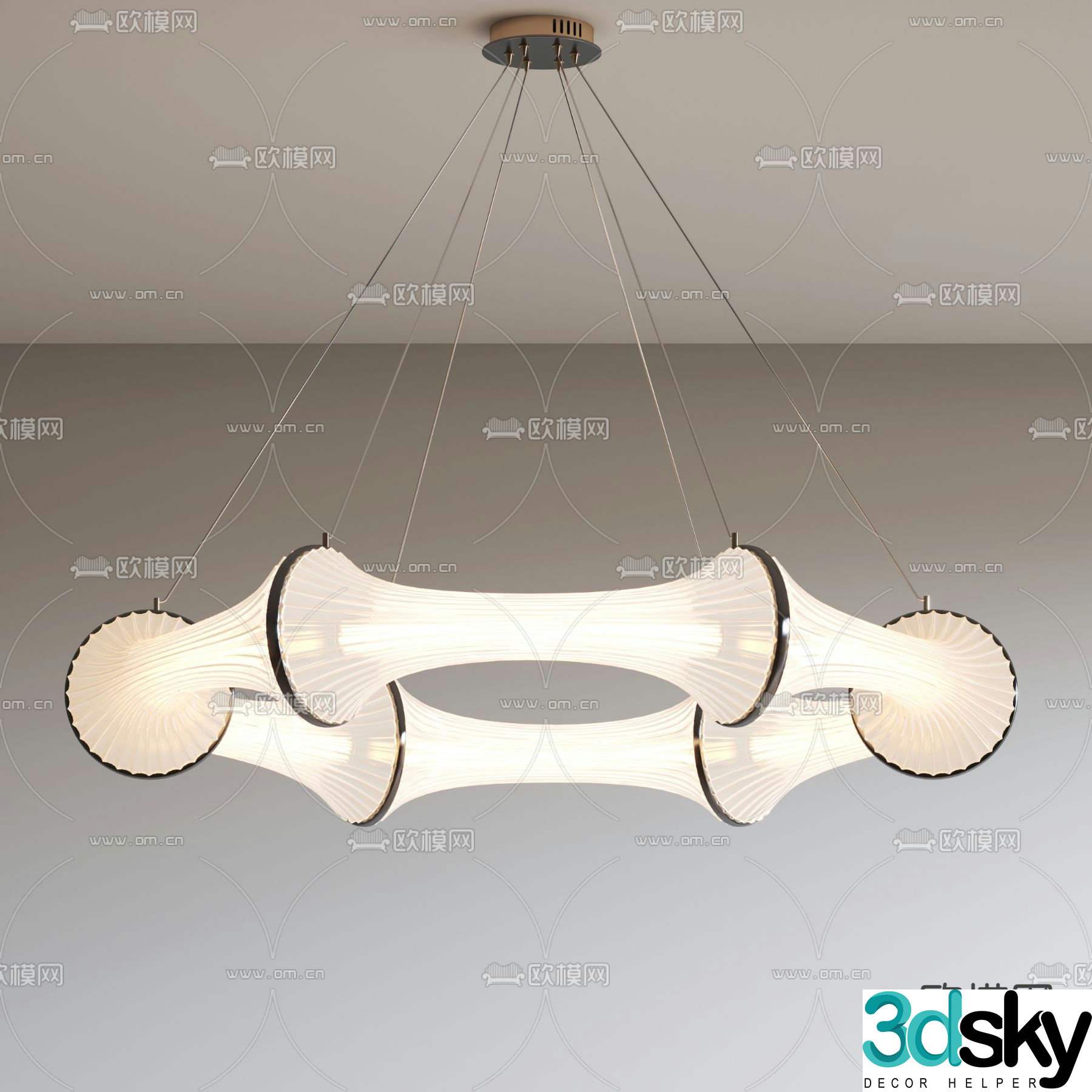 New Chinese style chandelier hall chandelier 3d model