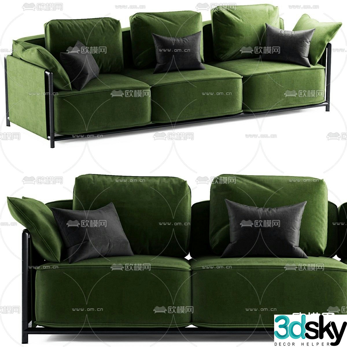 GHIDINI green sofa three person sofa multi person sofa 3d model