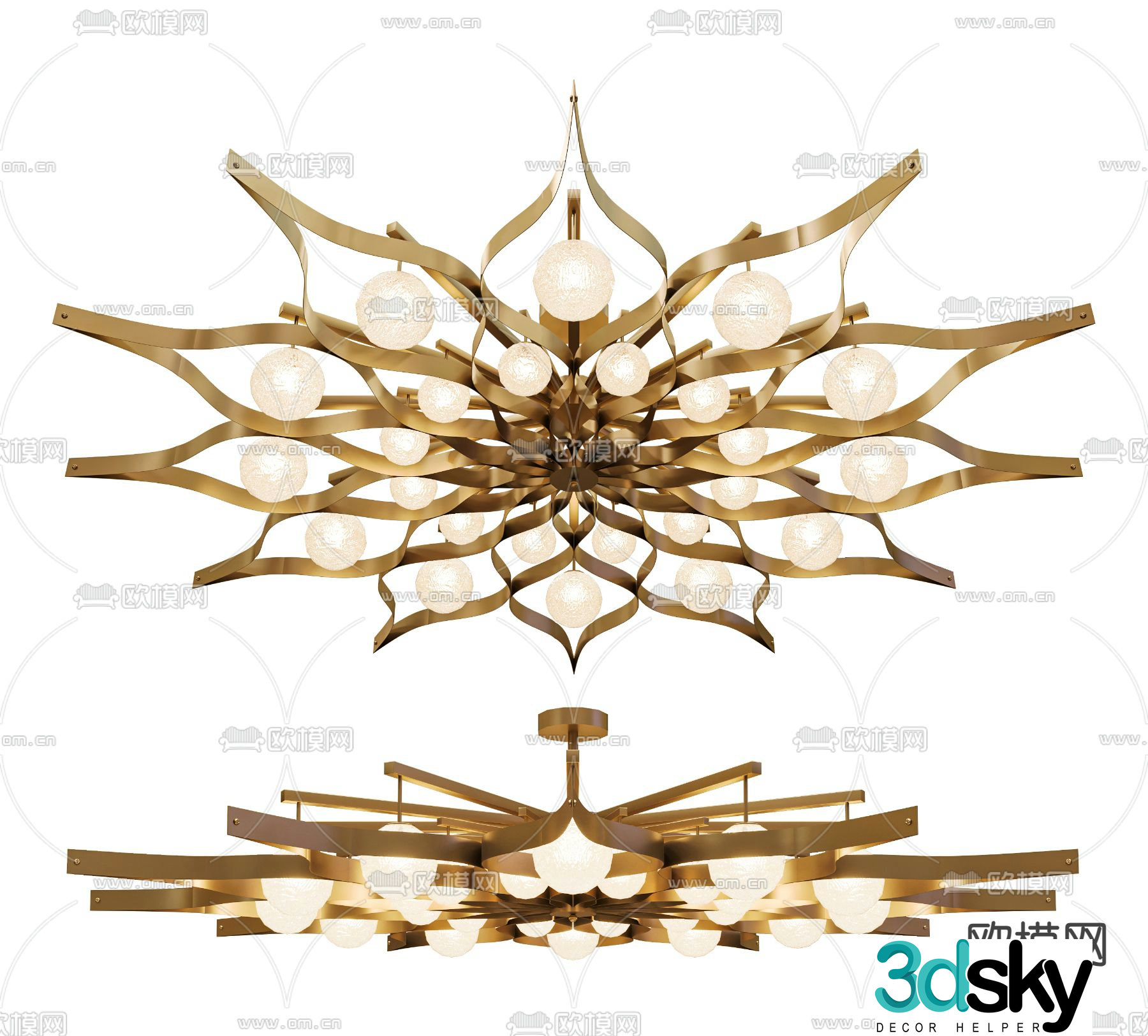 Light luxury chandeliers lobby chandeliers 3D model