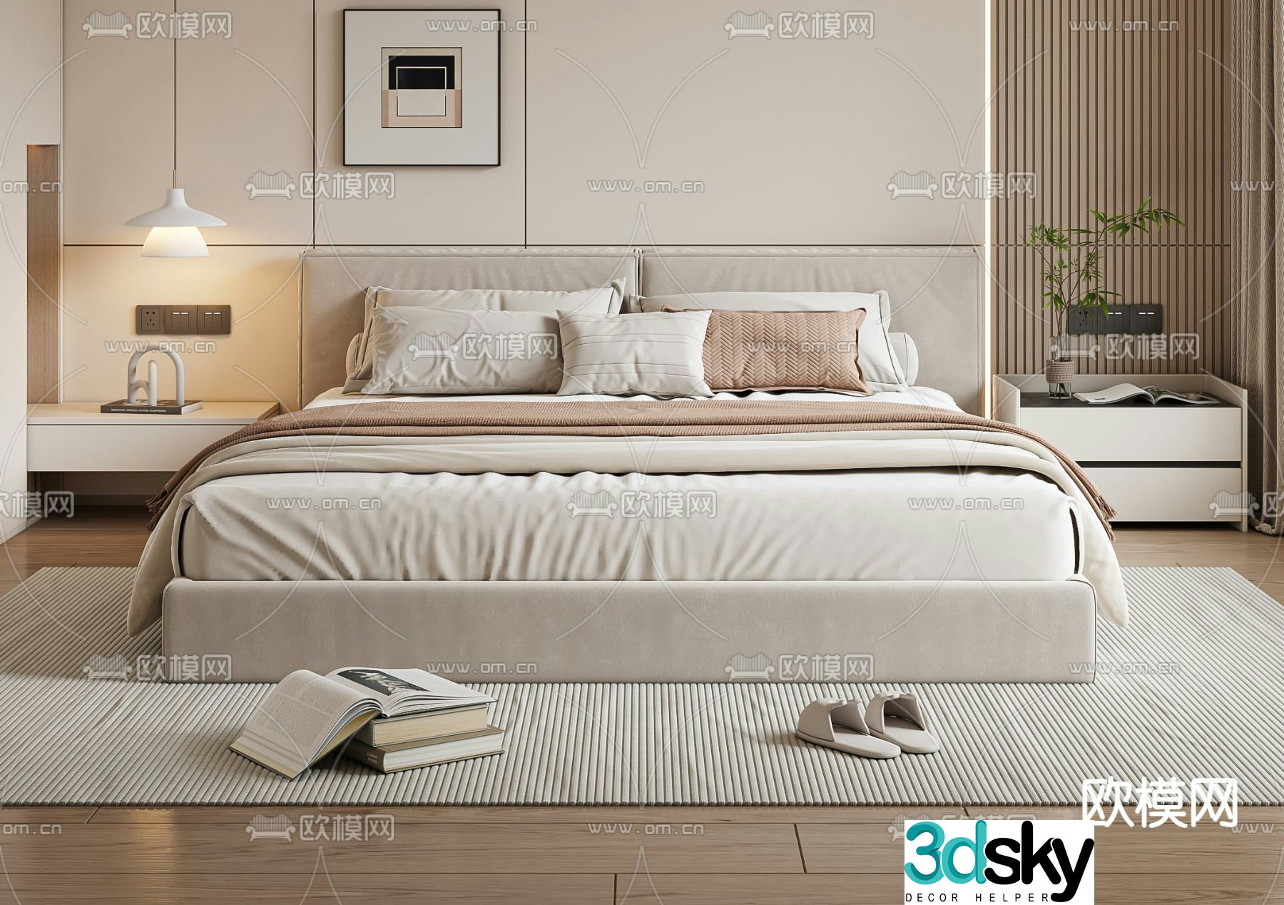 Modern double bed 3d model