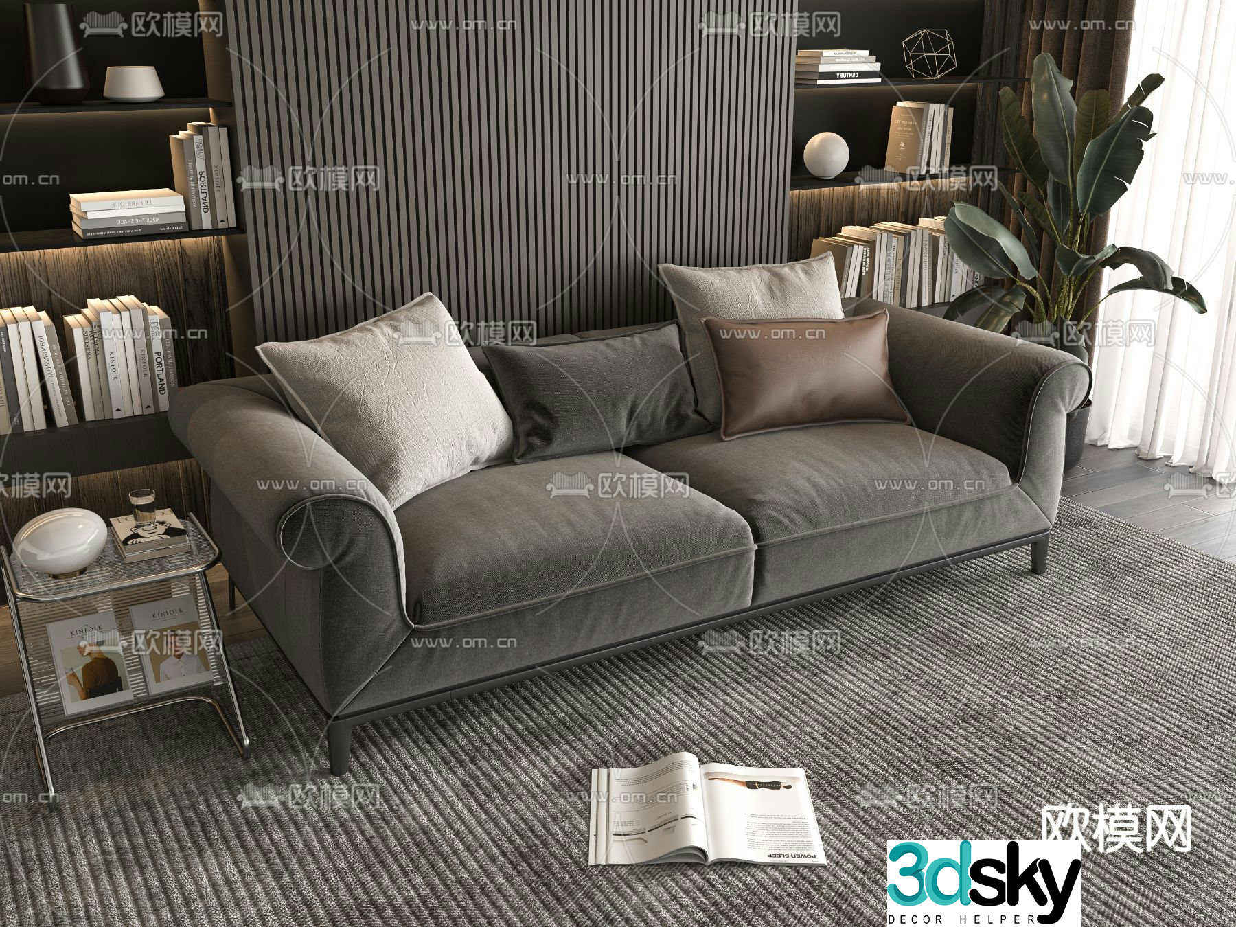 Double sofa upholstered sofa 3d model