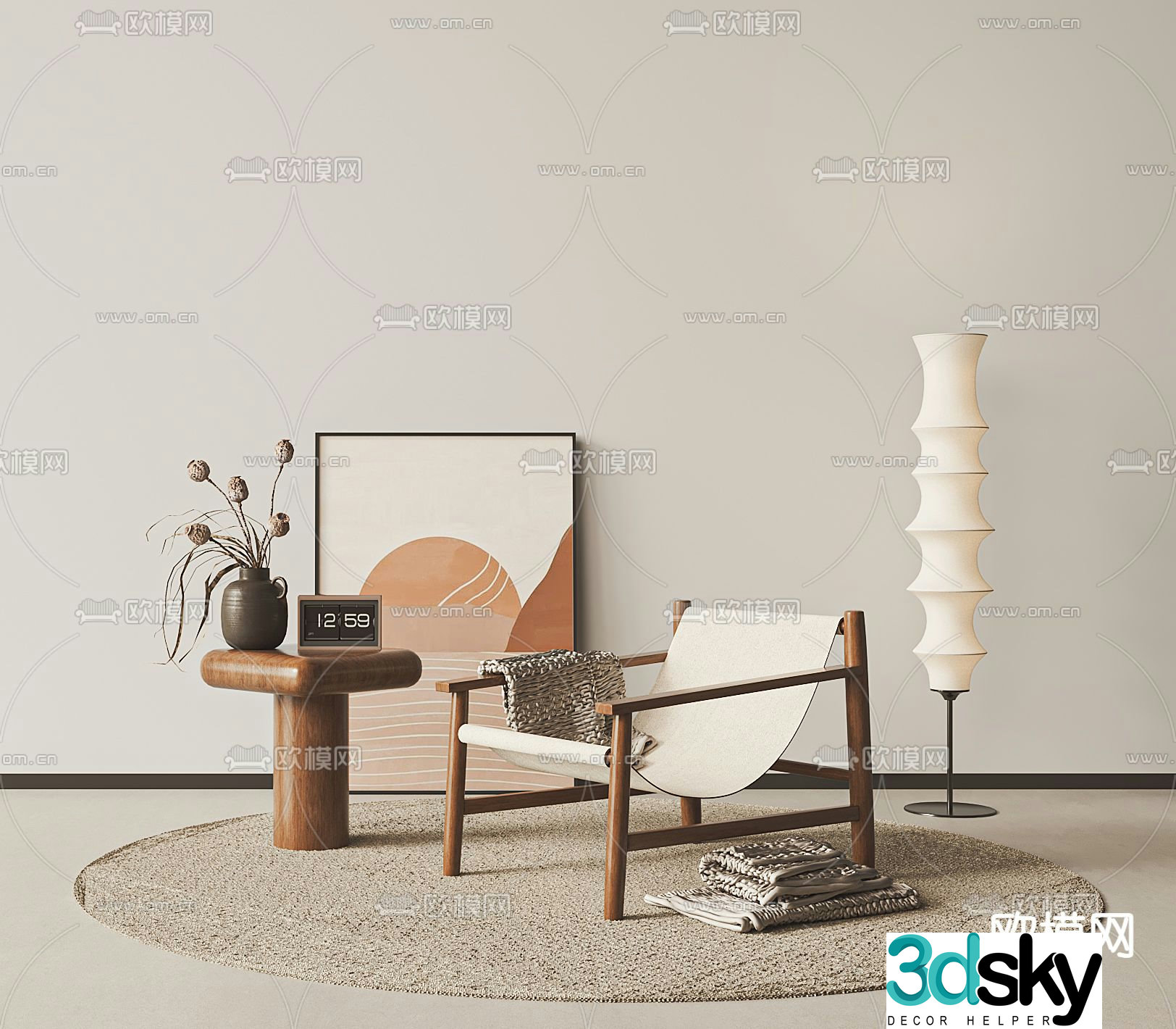 Medieval style chair leisure chair 3d model
