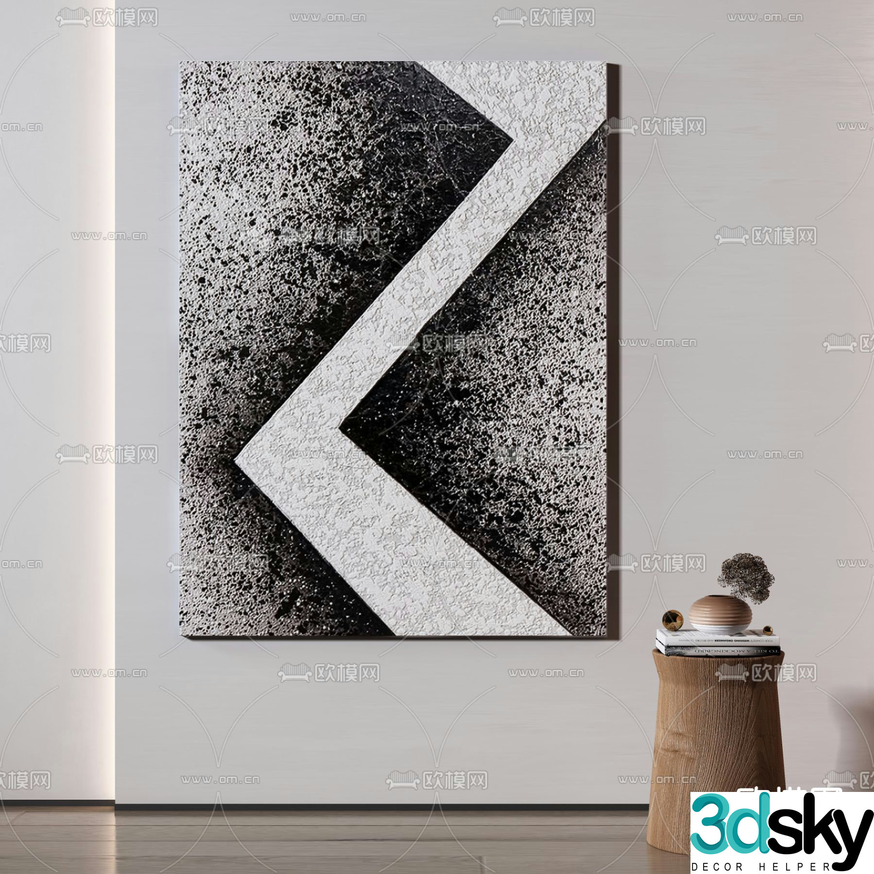 Wasabi black and white painting texture painting decorative painting 3d model