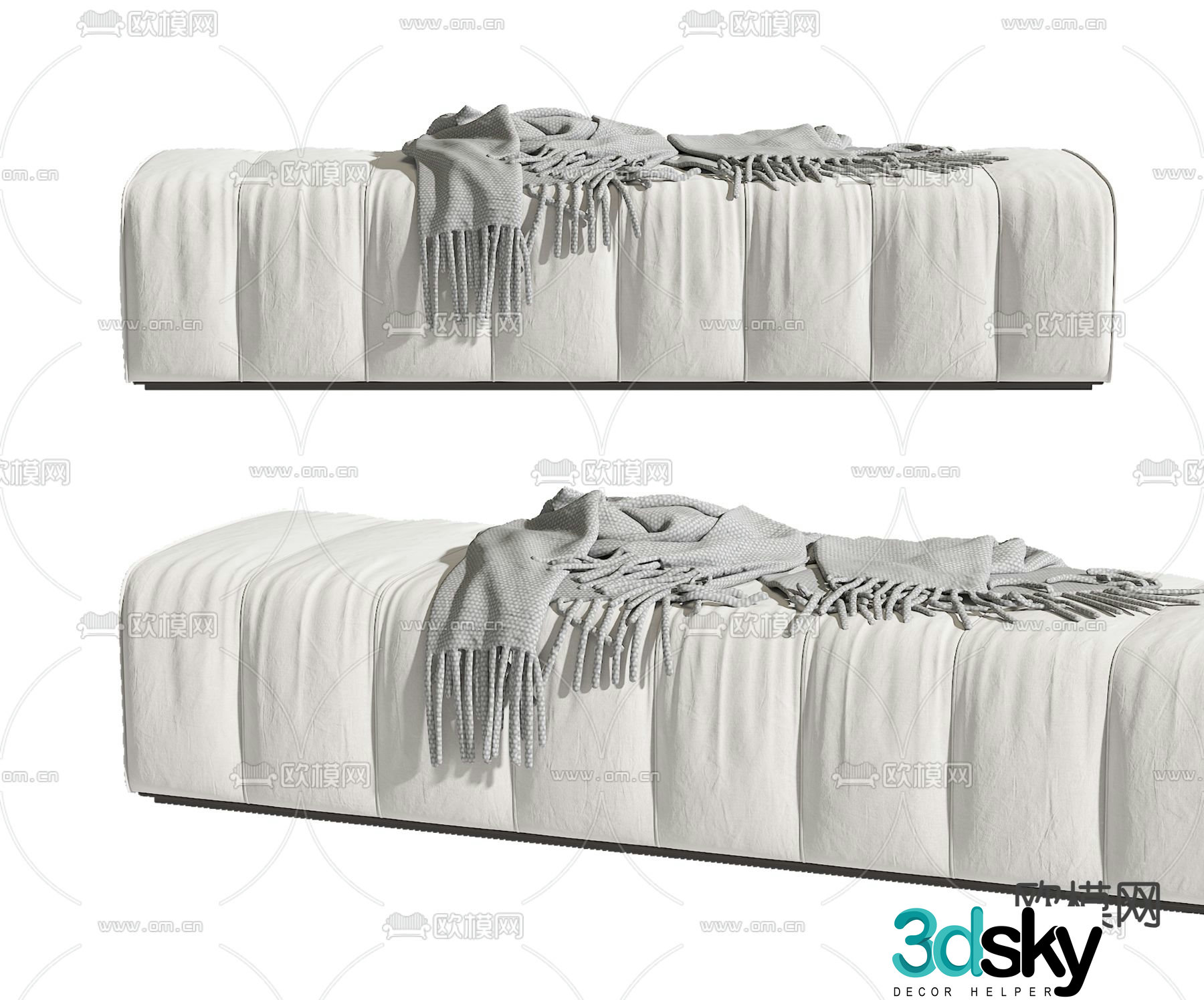 Footrest bed end stool 3d model