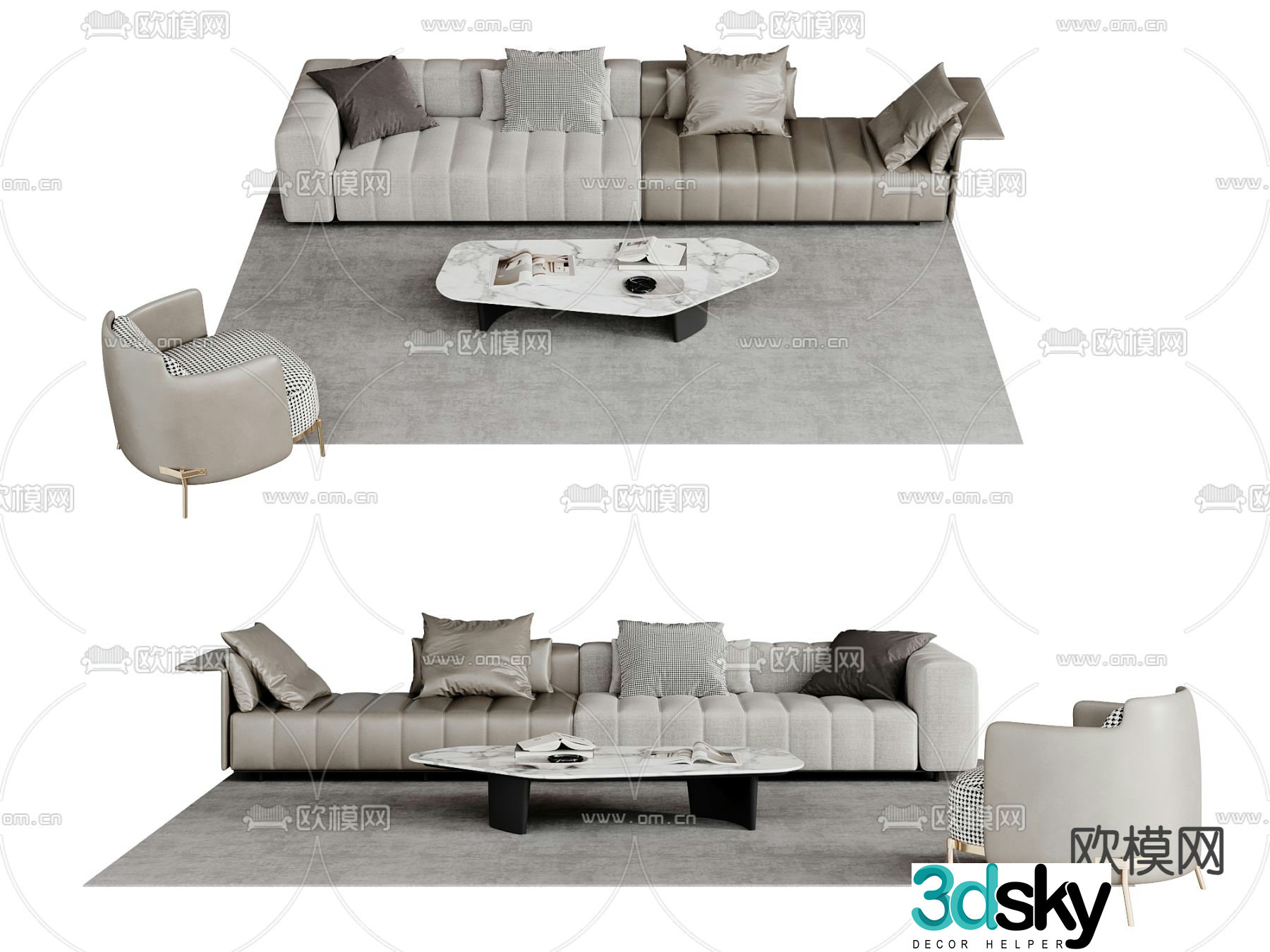 Modern sectional sofa 3d model