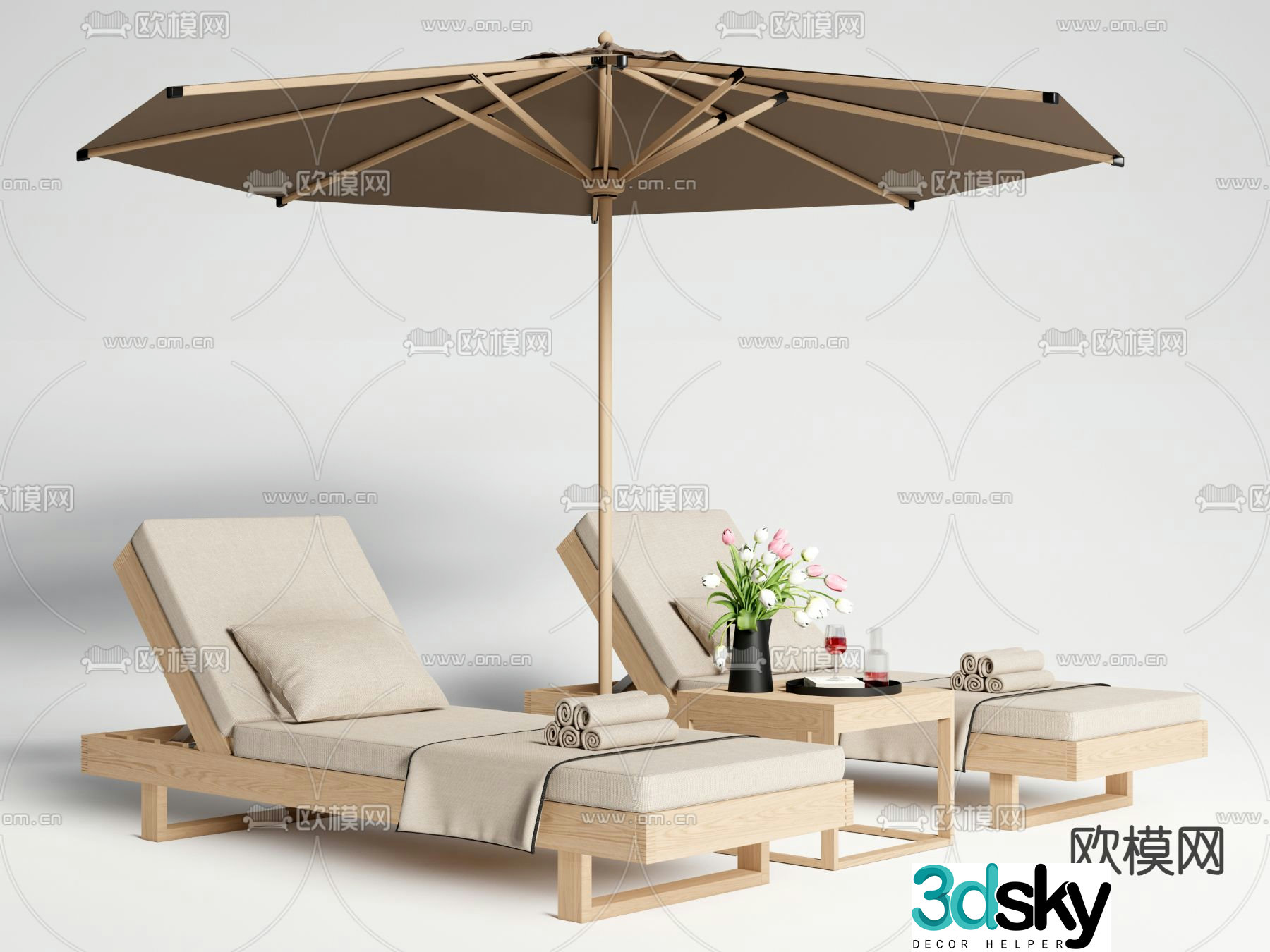 Outdoor lounge chair patio lounge chair beach chair 3d model