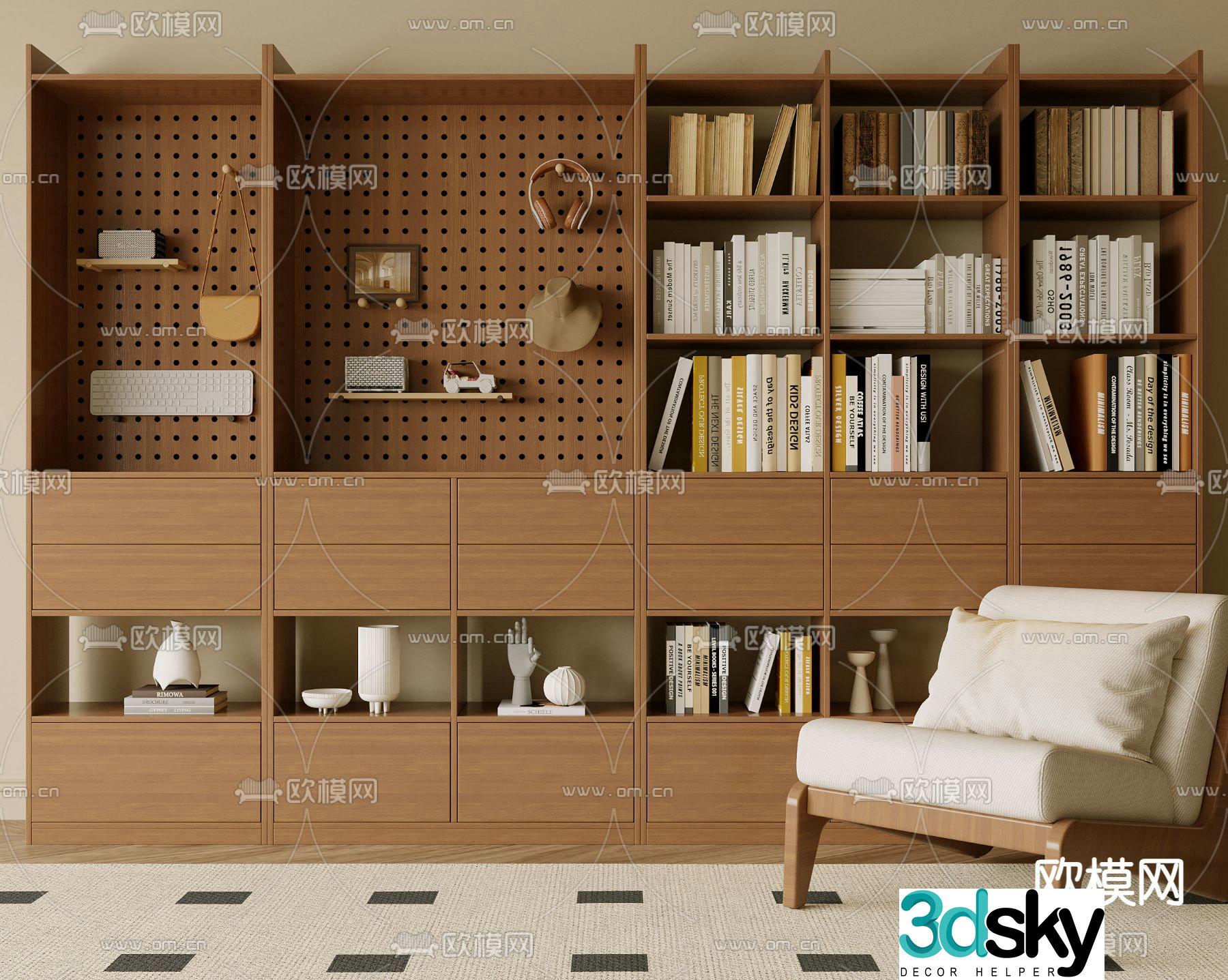 Wasabi Bookcase Showcase 3D Model