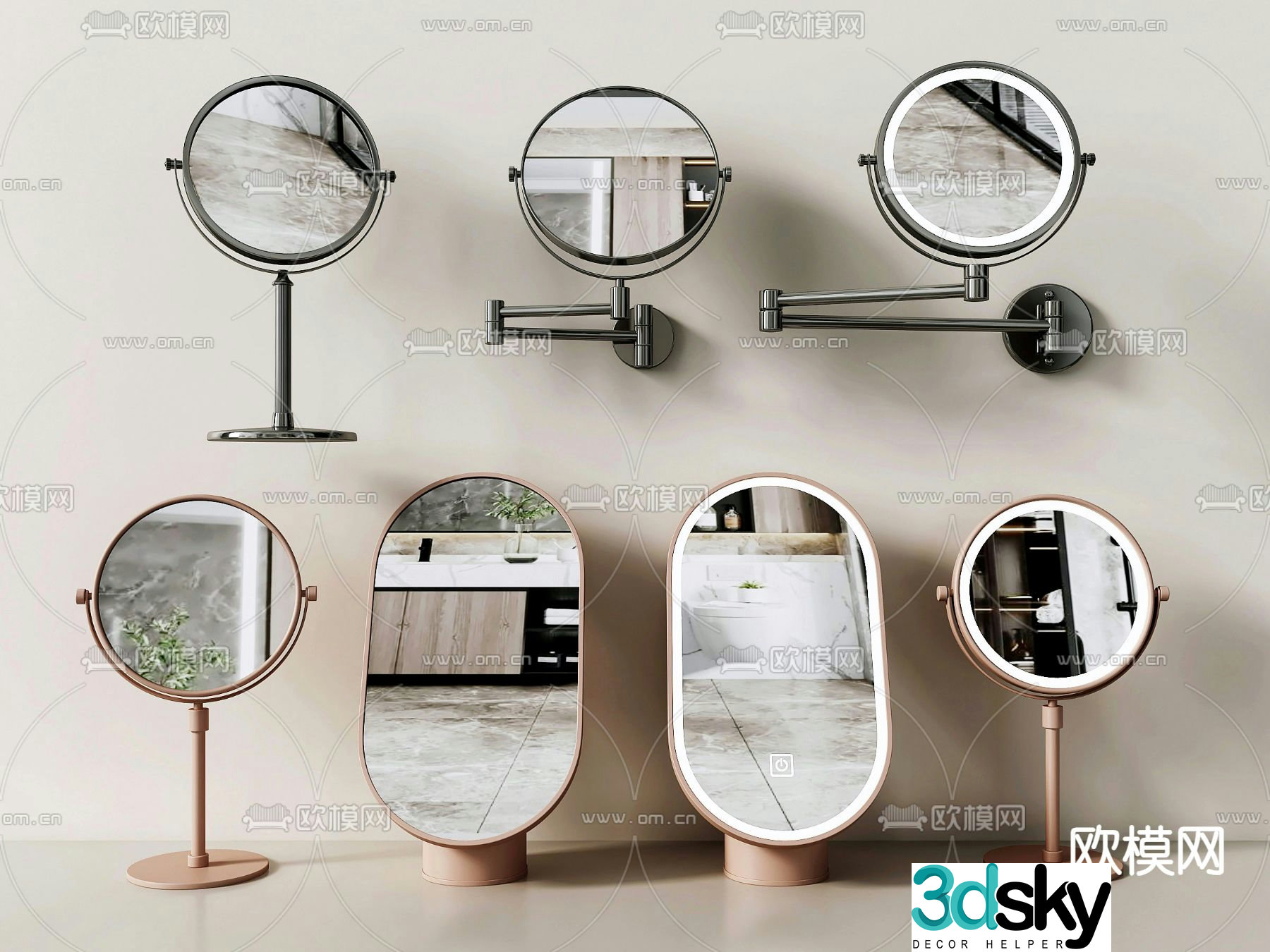 Mirror Makeup Mirror Vanity Mirror Telescopic Mirror 3D Model