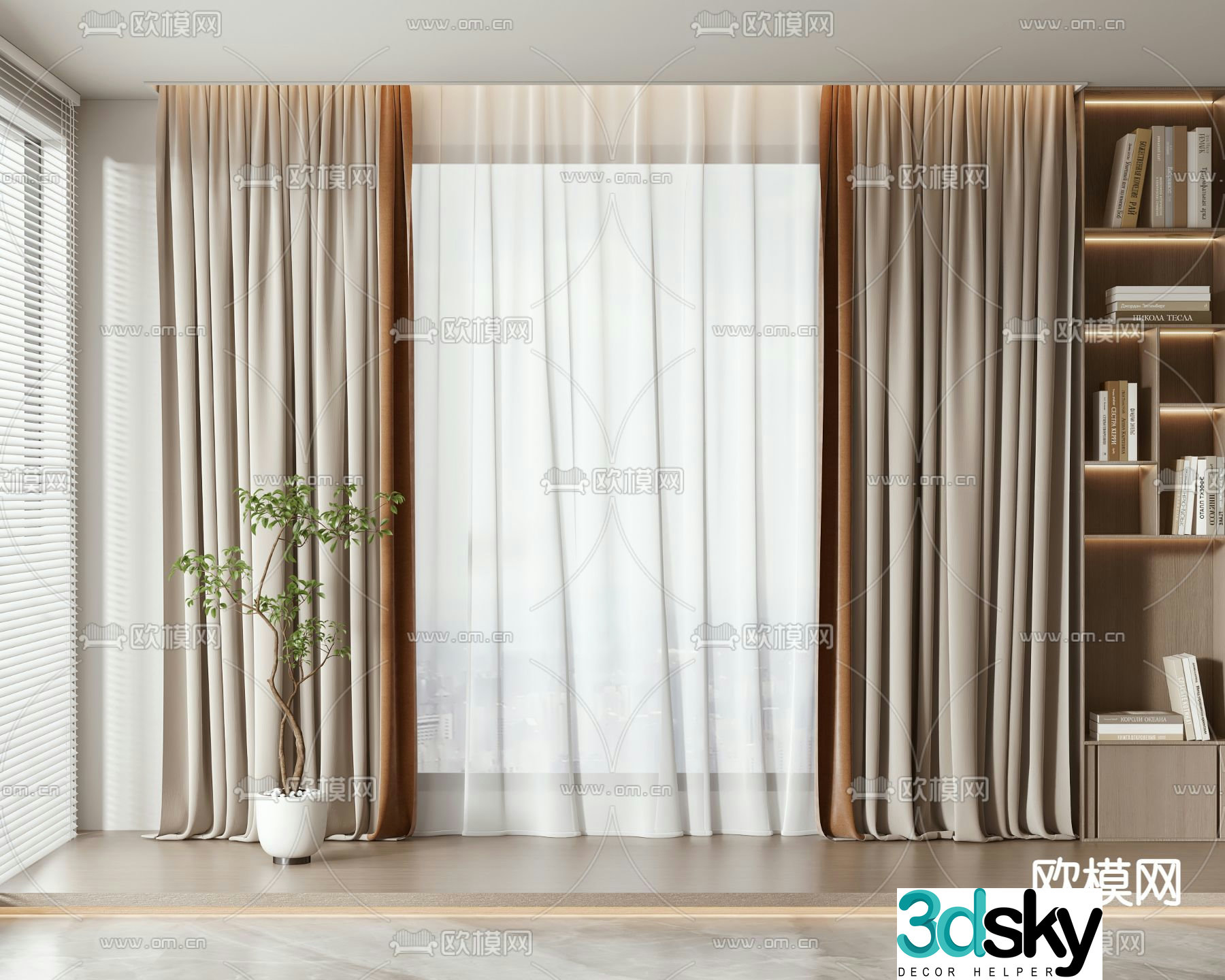 Plain curtains 3d model